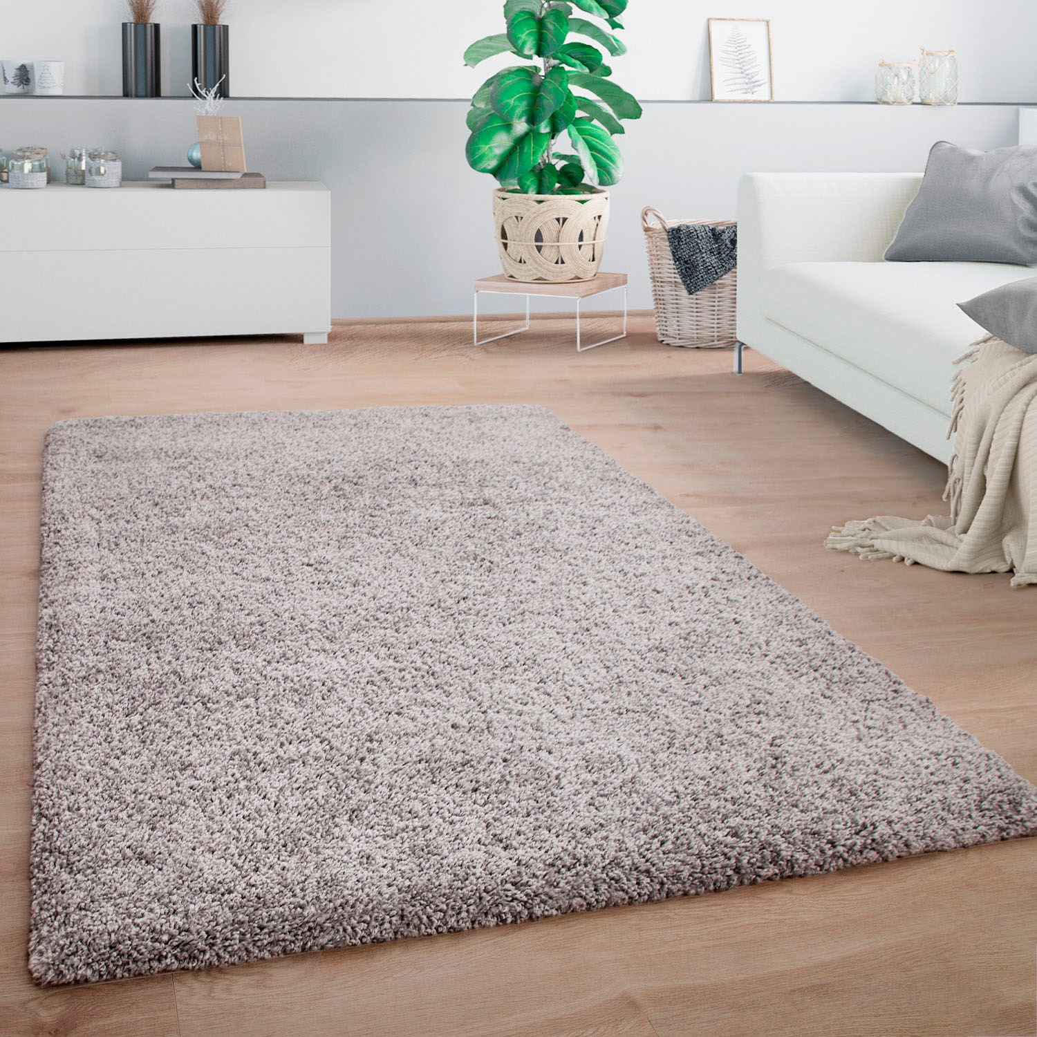 Paco Home Hochflor-Teppich »Arezzo 680«, rechteckig, 49 mm Höhe, Uni Farben, sehr weicher Flor, ideal im Wohnzimmer & Schlafzimmer