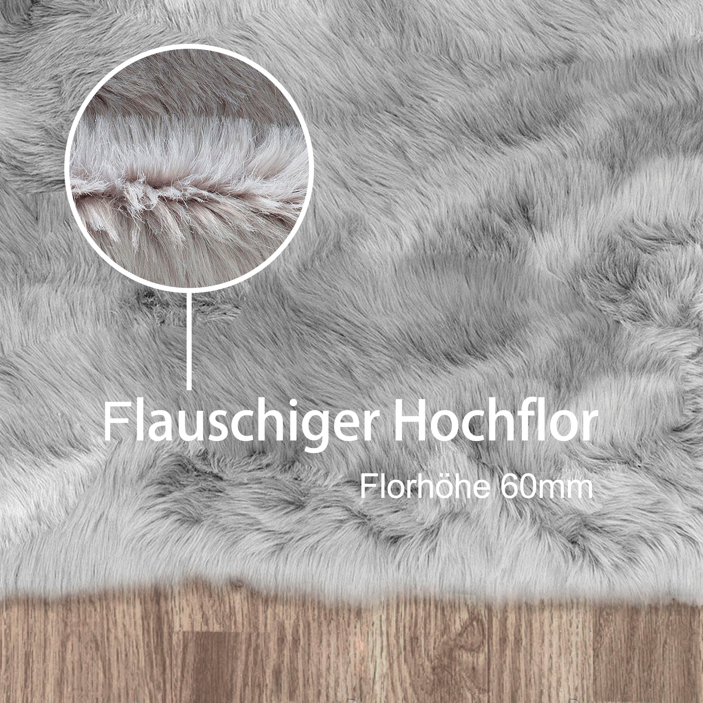 Home affaire Fellteppich »Valeria«, rechteckig, 60 mm Höhe, Kunstfell, besonders weich und flauschig, fußbodenheizungsgeeignet, pflegeleicht, ideale Teppiche für Wohnzimmer, Schlafzimmer und Esszimmer
