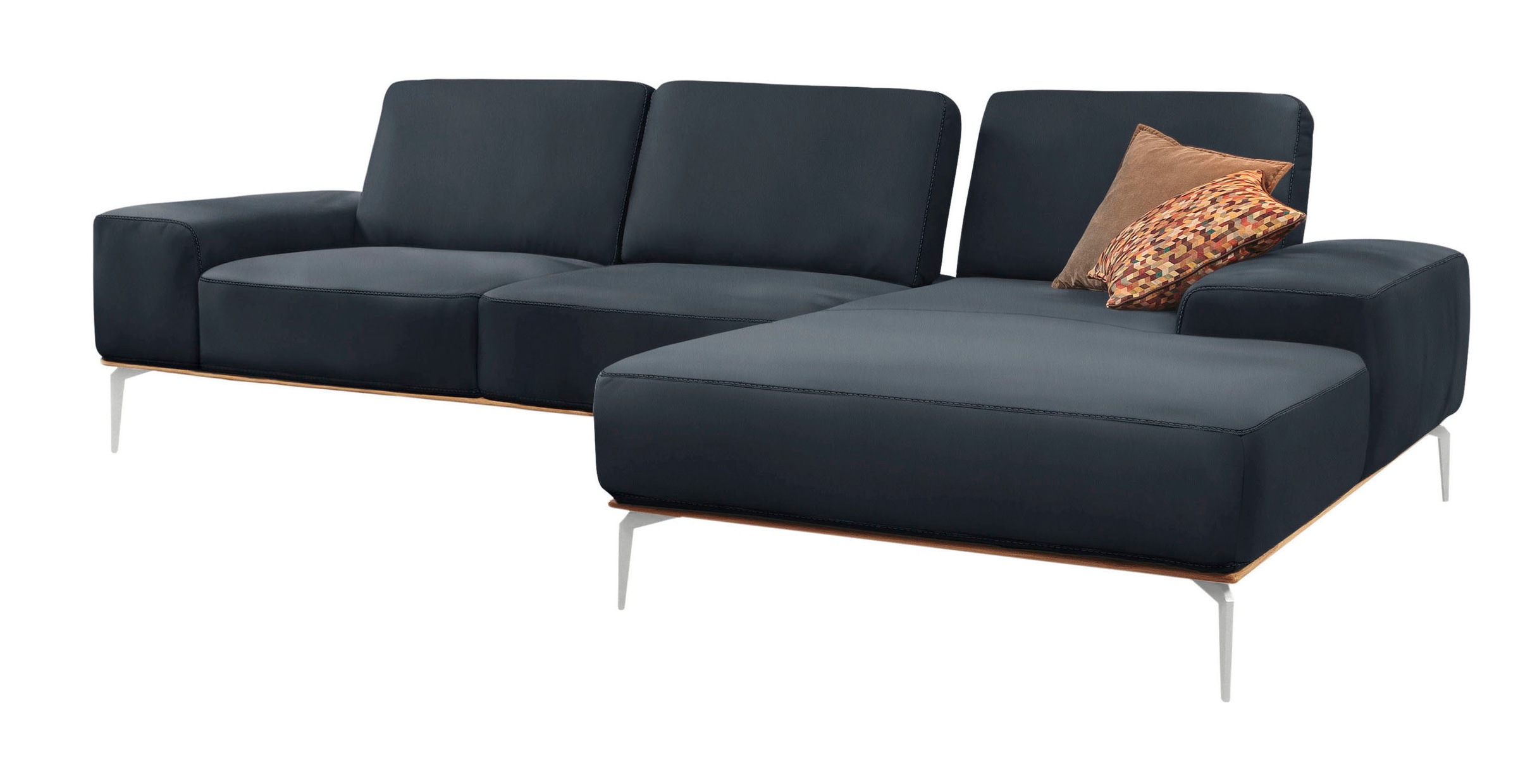 W.SCHILLIG Ecksofa »run, Designsofa mit tollem Sitzkomfort, bequem, L-Form«, mit elegantem Holzsockel, Füße in Chrom glänzend, Breite 319 cm