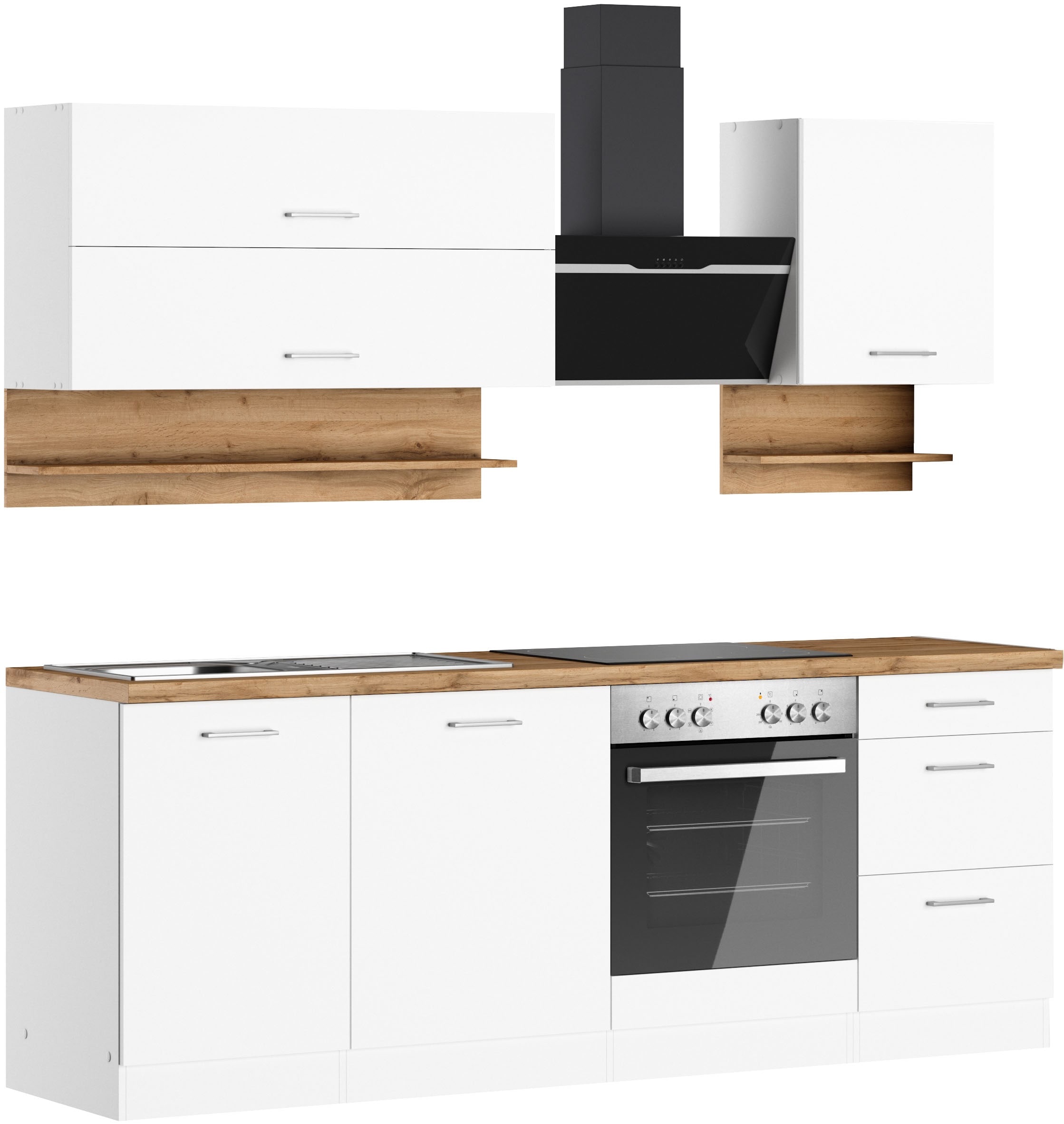 KOCHSTATION Küchenzeile »KS-Milan«, 220 cm breit, robuste Metallauszüge, vi günstig online kaufen
