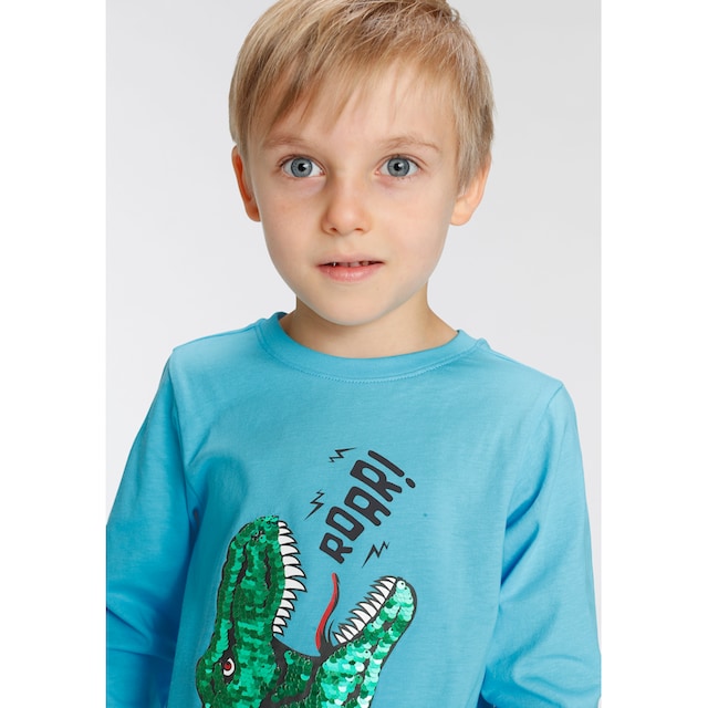 Online-Shop Dino-Motiv Langarmshirt aus kaufen Wendepailletten« im »mit KIDSWORLD