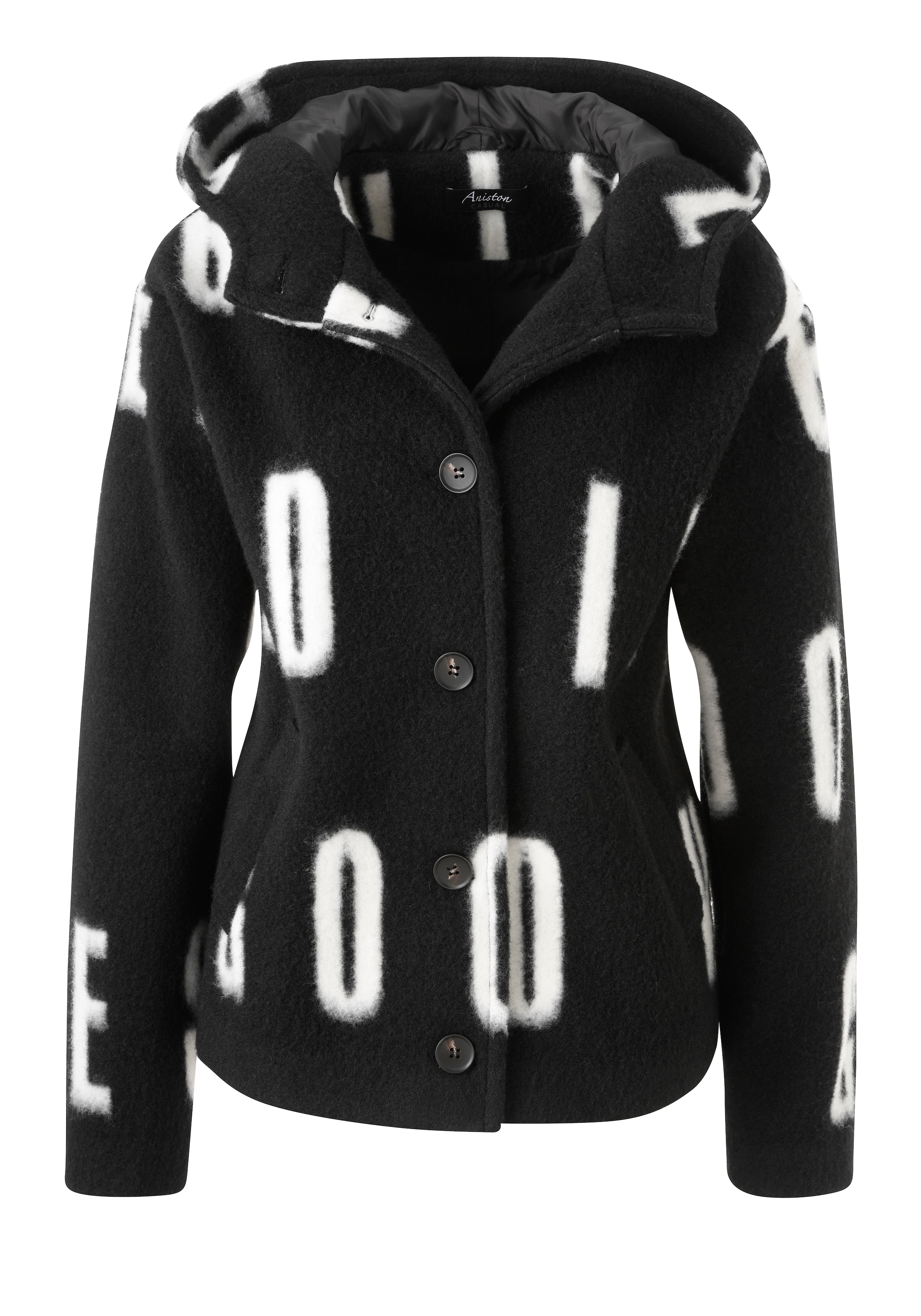 Aniston CASUAL Fleecejacke, mit großflächigem "GOOD VIBES"-Schriftzug - NEUE KOLLEKTION