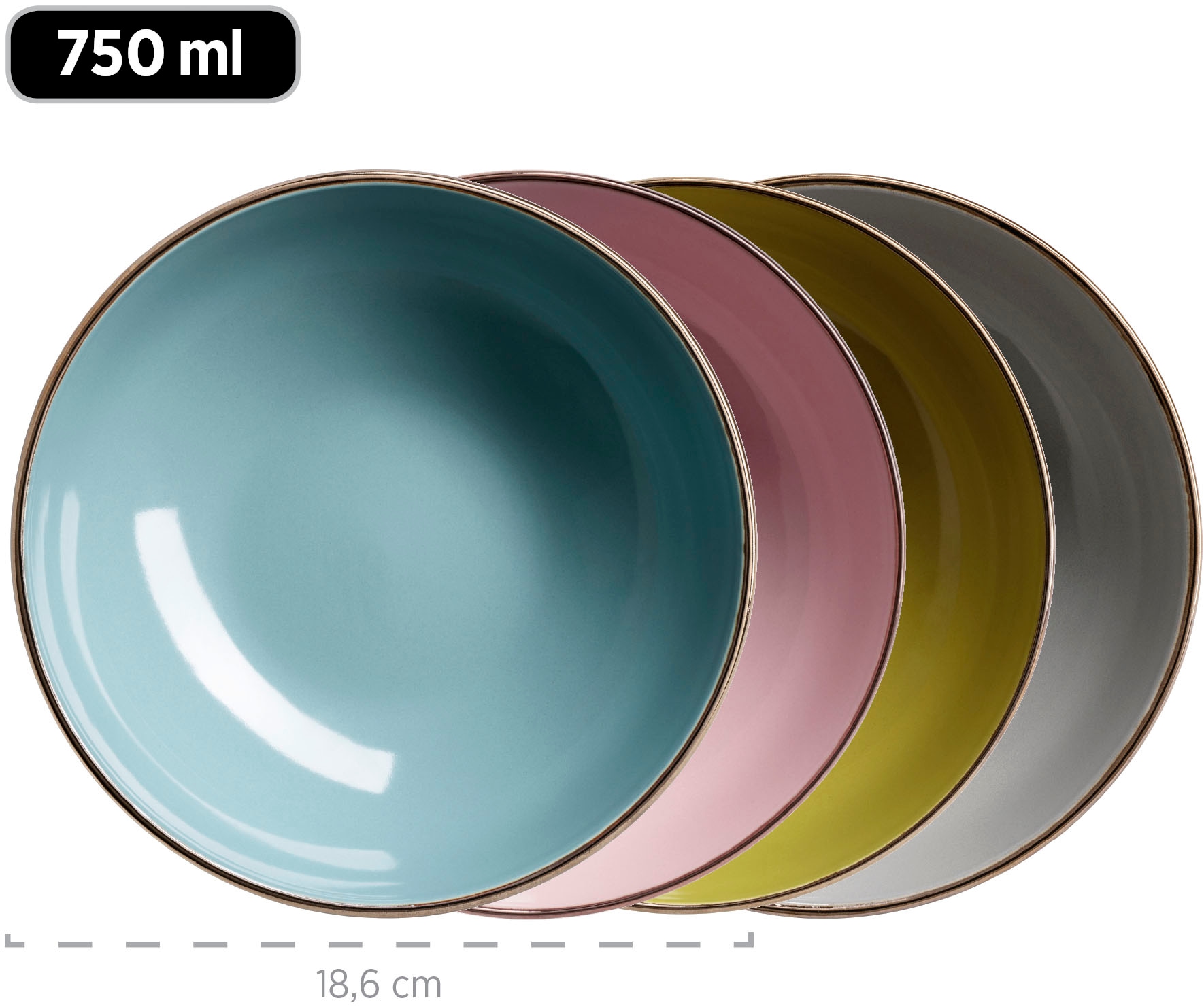 MÄSER Kombiservice »METALLIC RIM, Geschirr-Set, Steinzeug«