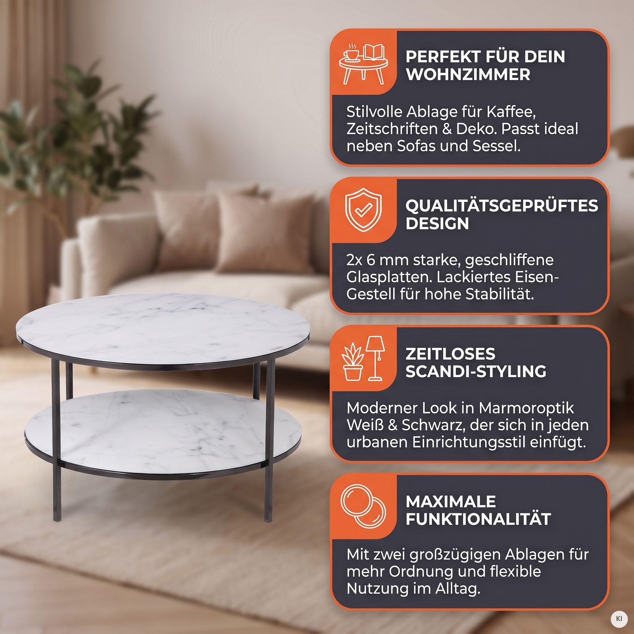 SalesFever Couchtisch »Caorle Coffeetable im minimalistischen Stil« Eleganz trifft Stil: Tischplatten in Marmoroptik