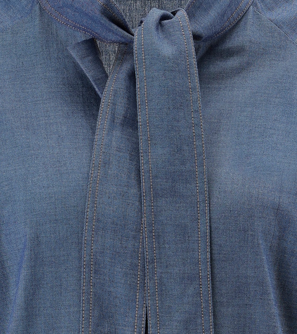 Aniston SELECTED Jeanskleid mit fixierter Schluppe zum Binden am V-Ausschnitt - NEUE KOLLEKTION