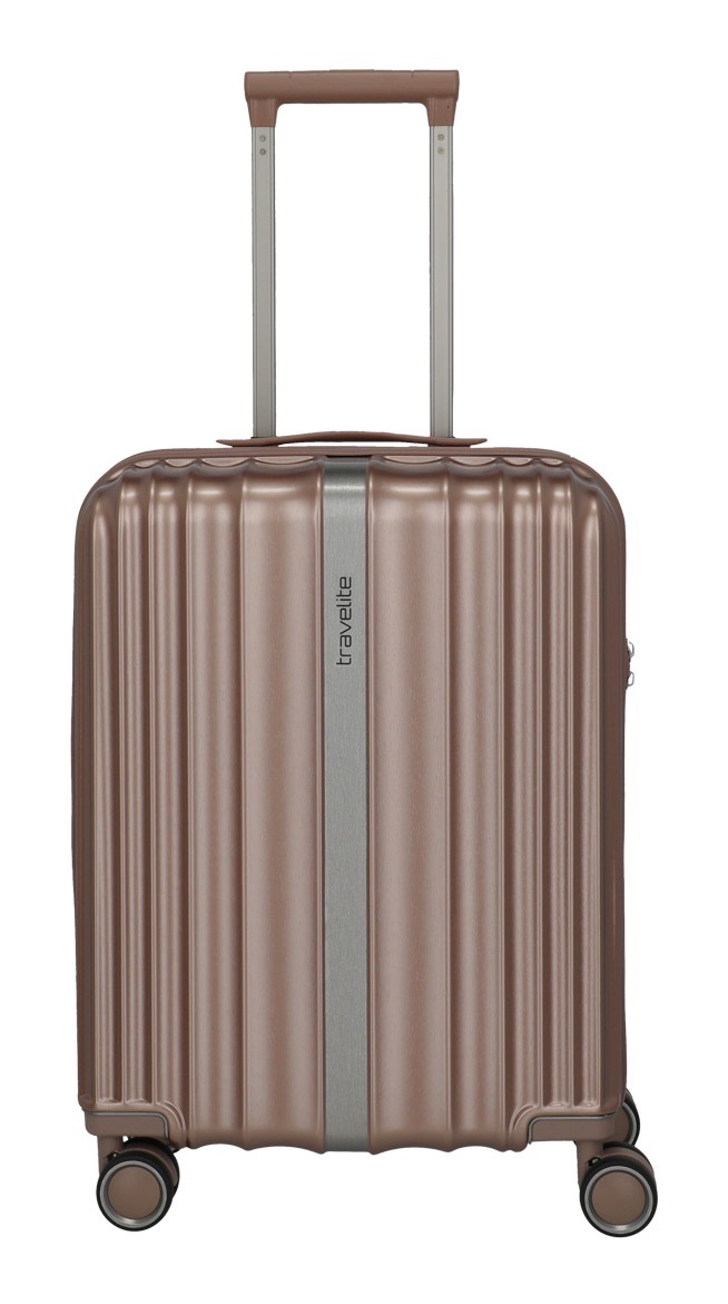 Travelite Herren travelite »PAROS, in verschiedenen Größen« 37 l 4 Rollen Reisegepäck Hartschalen-Koffer Kreuzspanngurte braun