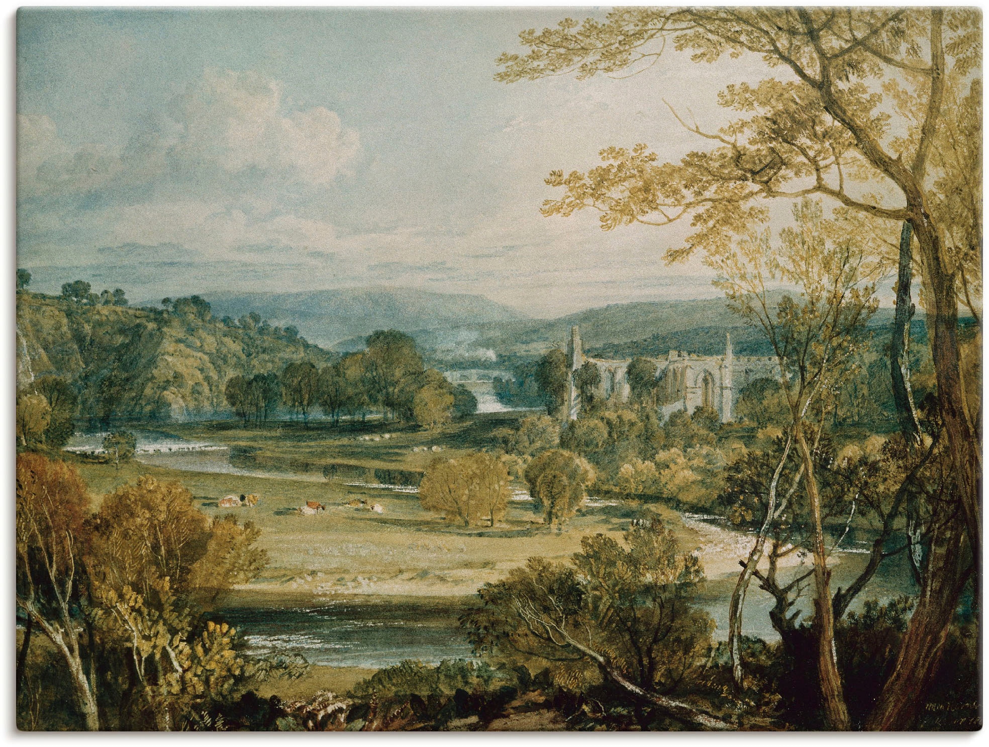 Artland Wandbild »Blick zur Bolton Abbey, Yorkshire. 1809«, Wiesen & Bäume, günstig online kaufen