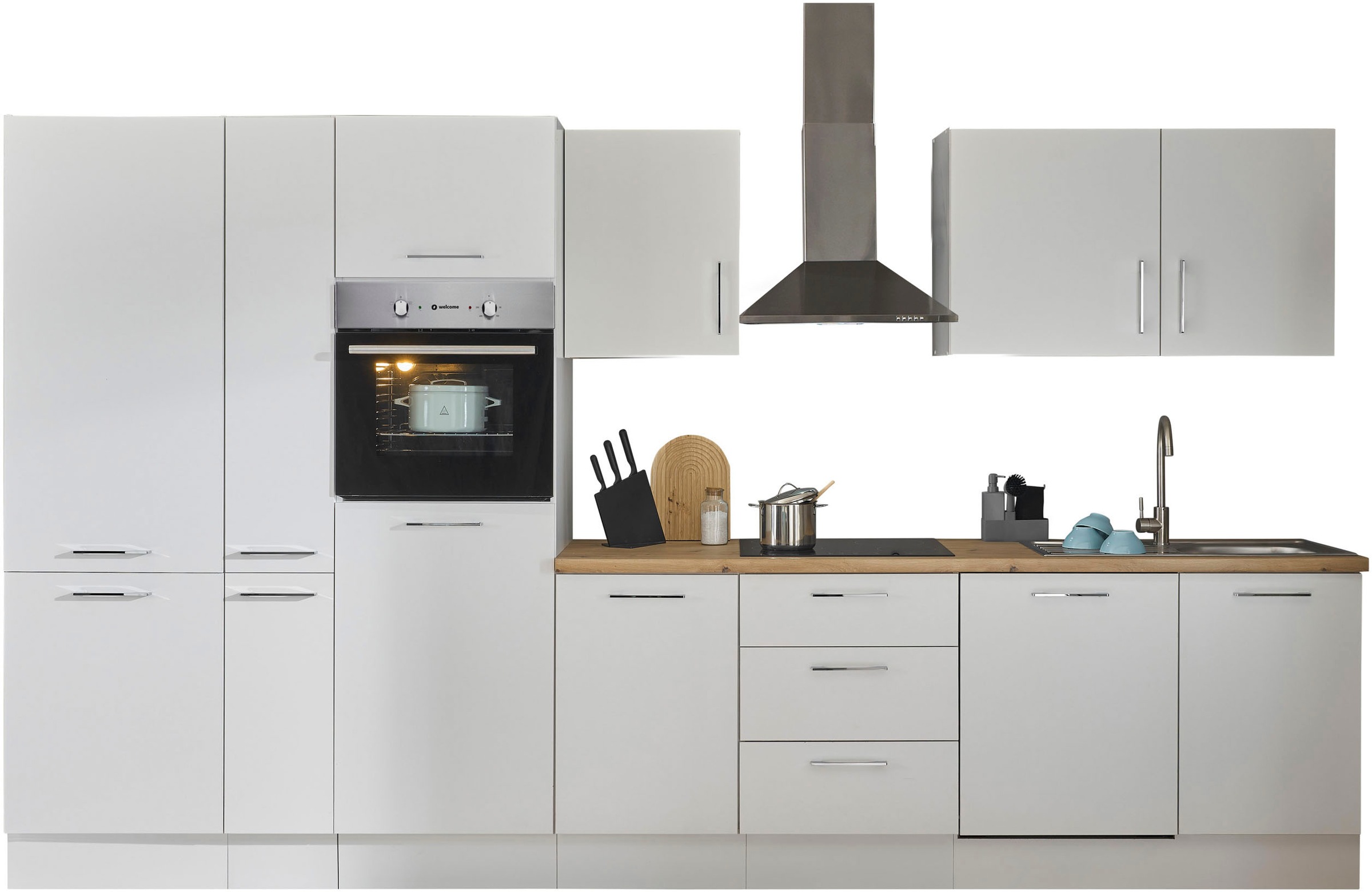 BASIC by Balculina Küchenzeile »Turin«, Breite 370 cm, wahlweise mit E-Gerä günstig online kaufen