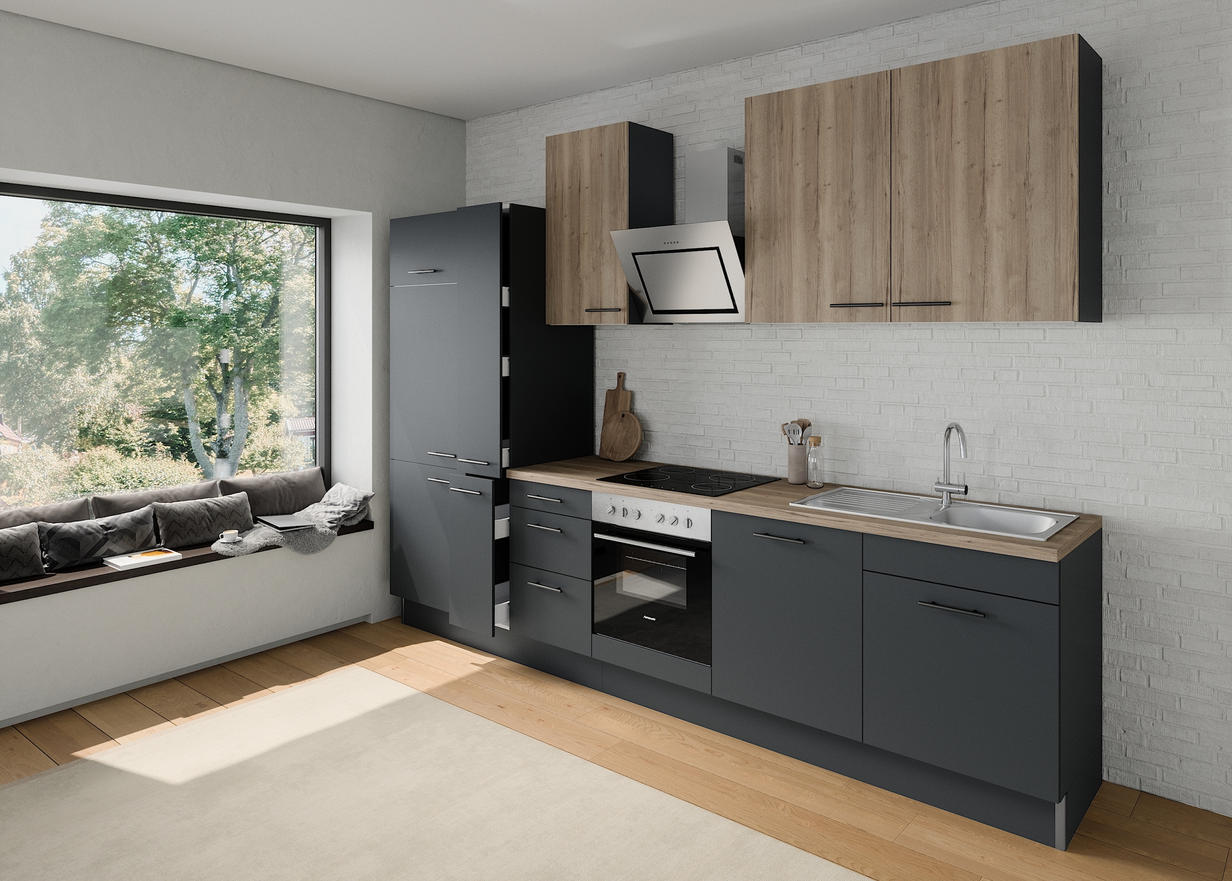 OPTIFIT Küchenzeile »Fiona«, Breite 320 cm, mit Hanseatic-E-Geräten,in Premium oder Basic