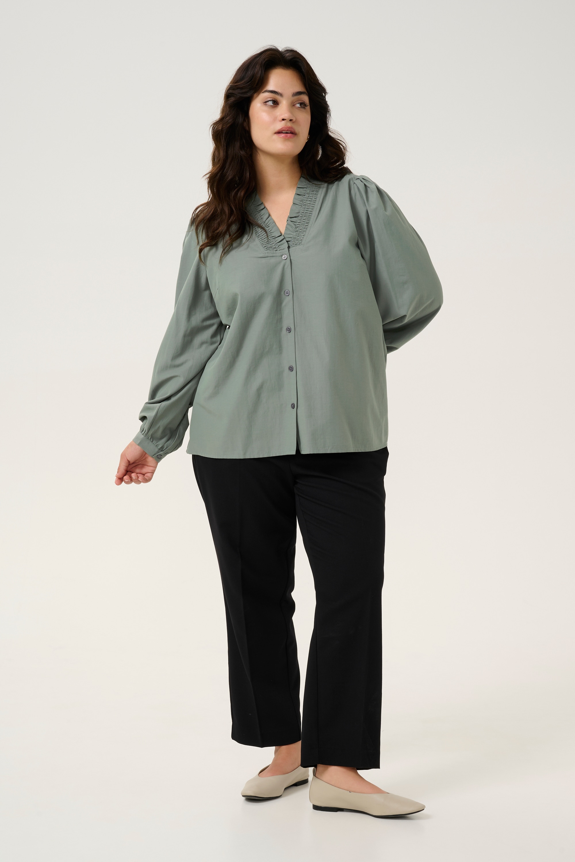 KAFFE Curve Langarmbluse »Damen Langarm-Bluse KCmai«