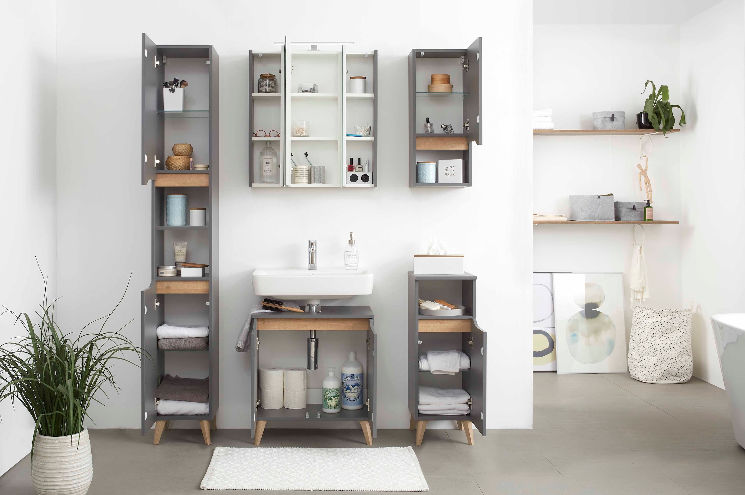 Saphir Unterschrank »Quickset Badschrank mit 1 Tür, 1 Einlegeboden, 30 cm breit« Badezimmer-Unterschrank inkl. Türdämpfer, grifflos