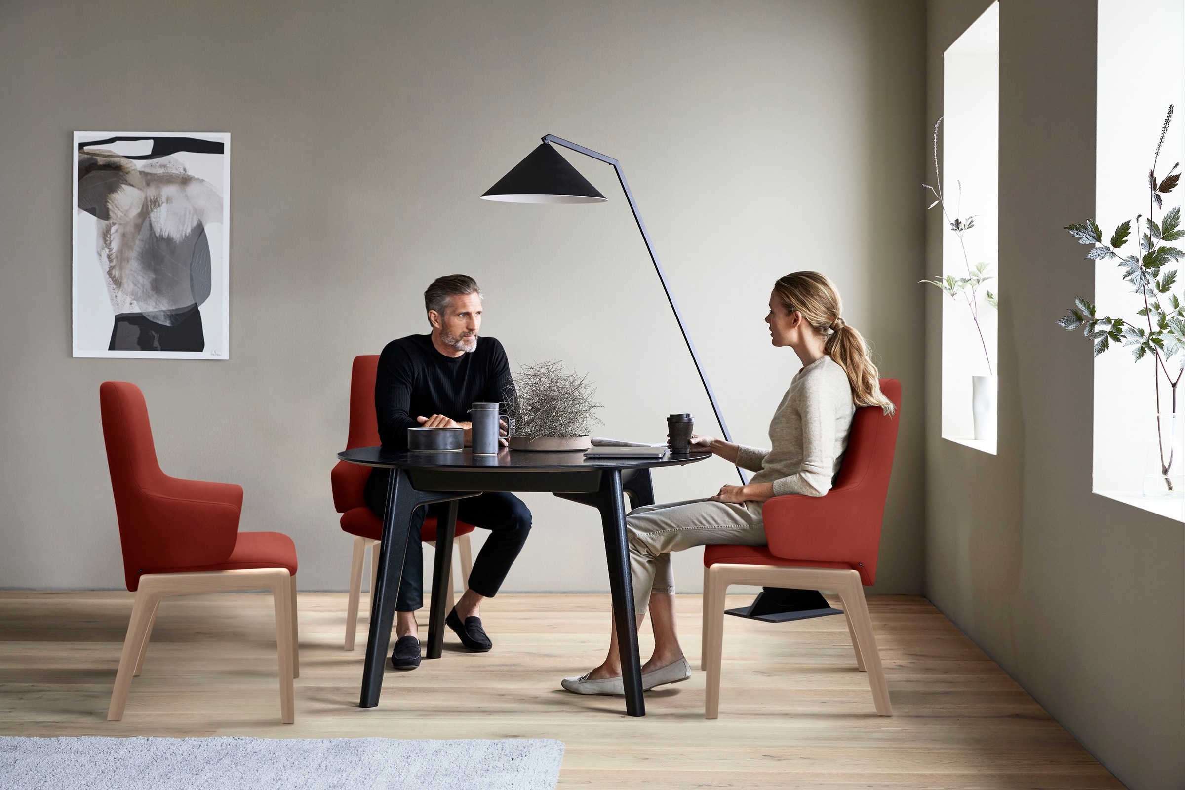 Stressless® Polsterstuhl »Laurel«, Microfaser DINAMICA, High Back mit Armlehne, Größe L, mit abgerundeten Beinen in Schwarz