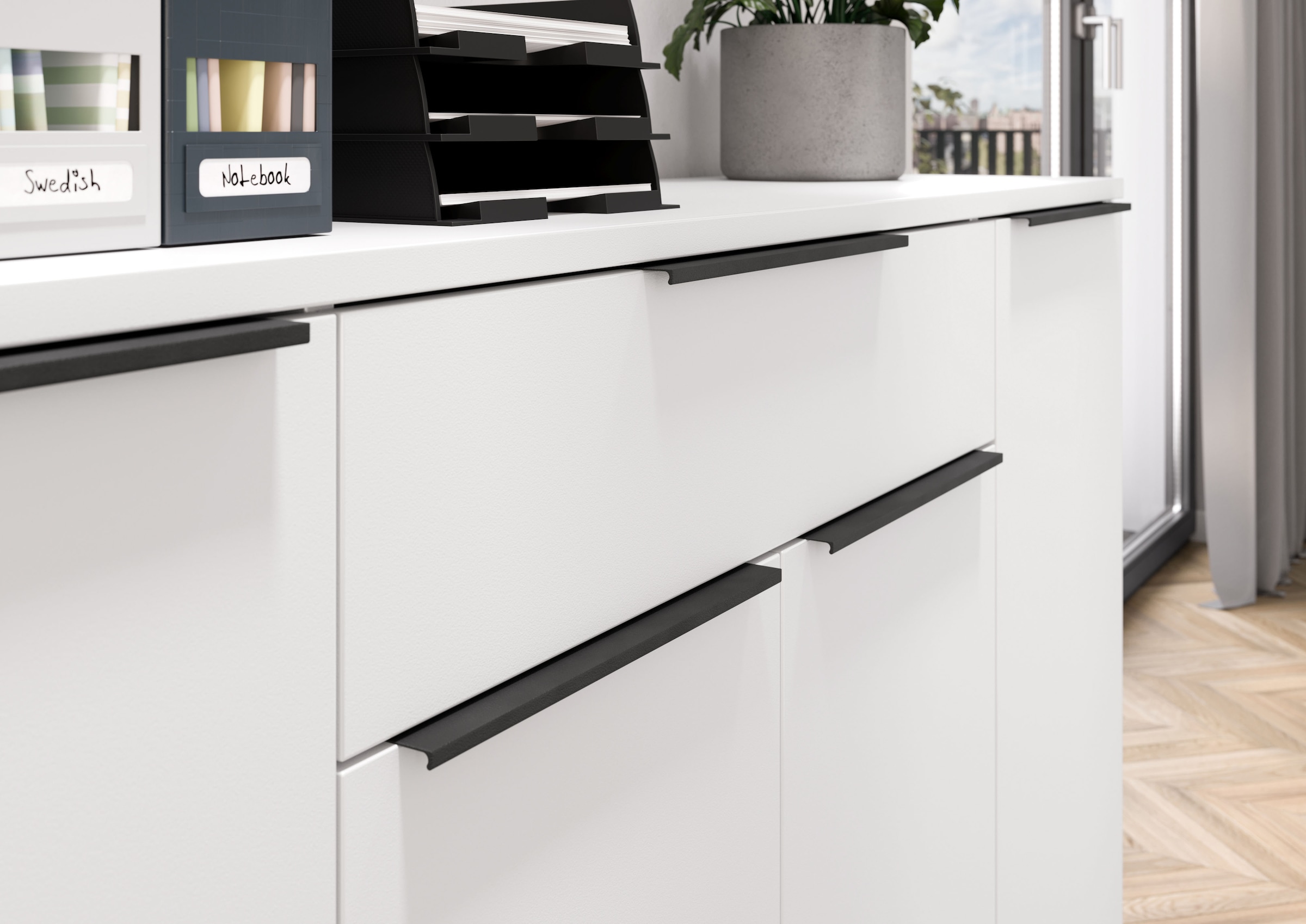 GERMANIA Sideboard »Mailand«, Sideboard mit einer Schublade und 4 Türen, in graphit & weiß verfügbar