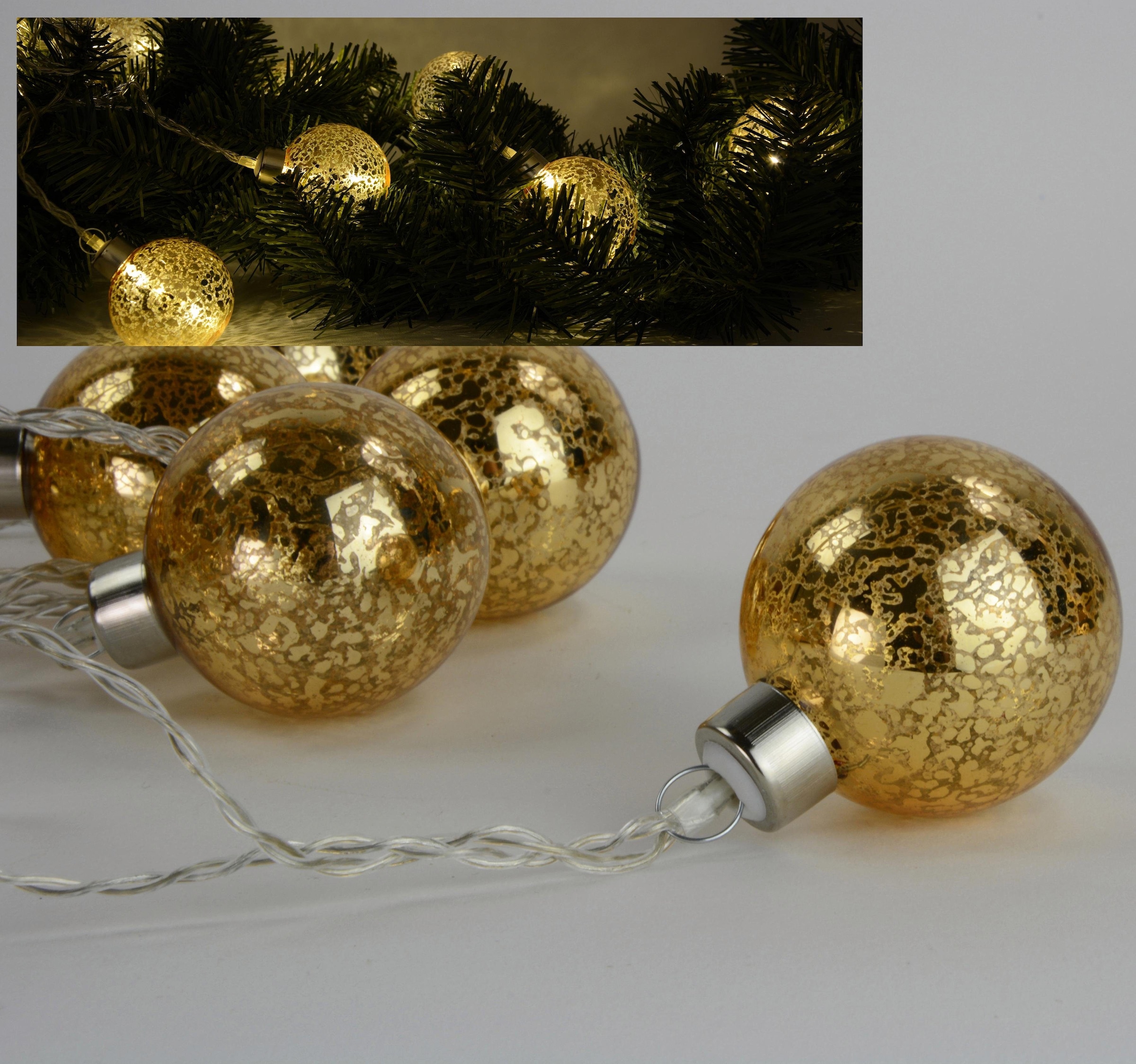 RIFFELMACHER & WEINBERGER Lichterkette »Weihnachtsdeko«, mit Kugeln, Länge  ca. 30 cm auf Rechnung kaufen