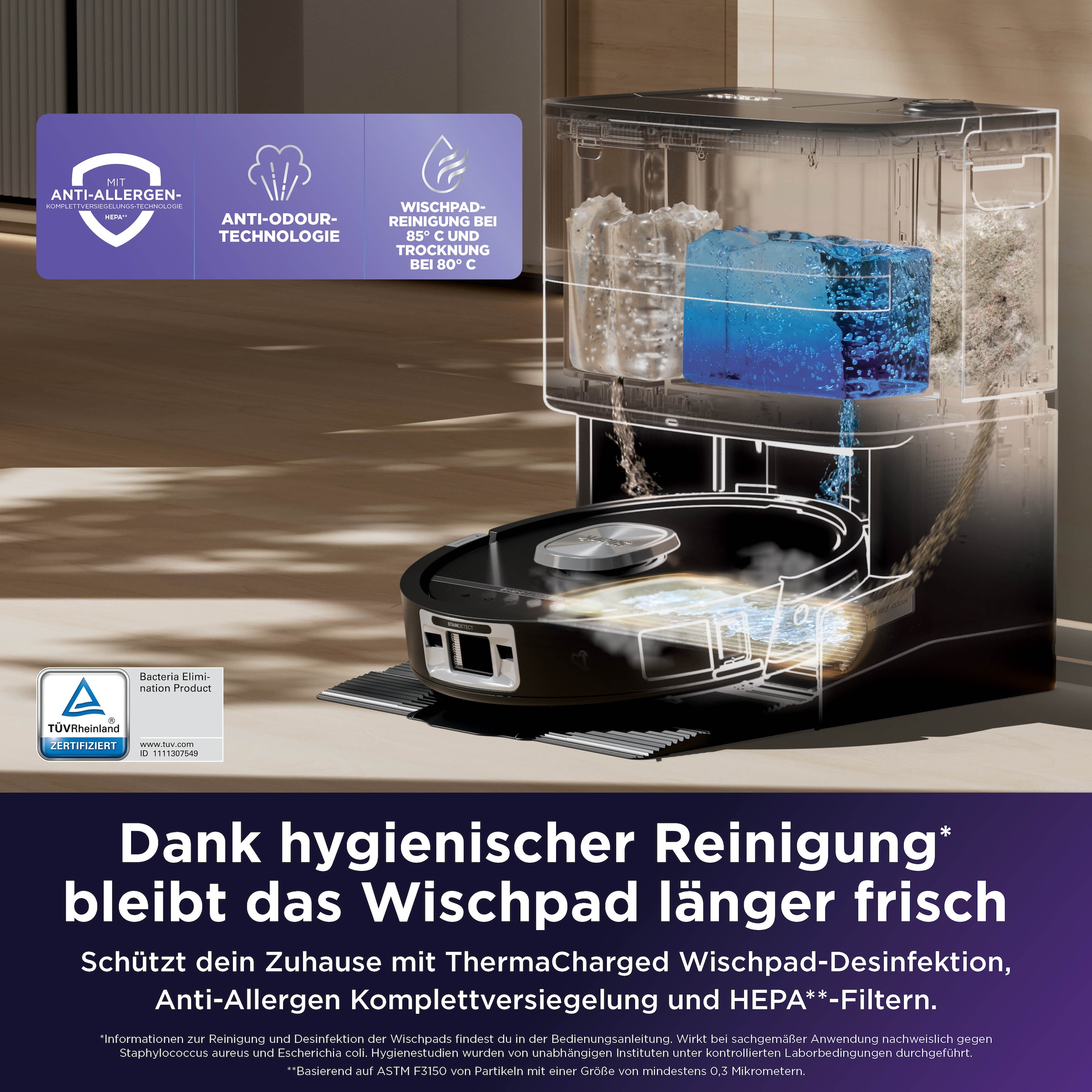 Shark Saugroboter »Shark PowerDetect UV Reveal 2-in-1 Saug- und Wischroboter  Schwarz« UV-Reveal-Technologie, 8 PowerDetect-Technologien