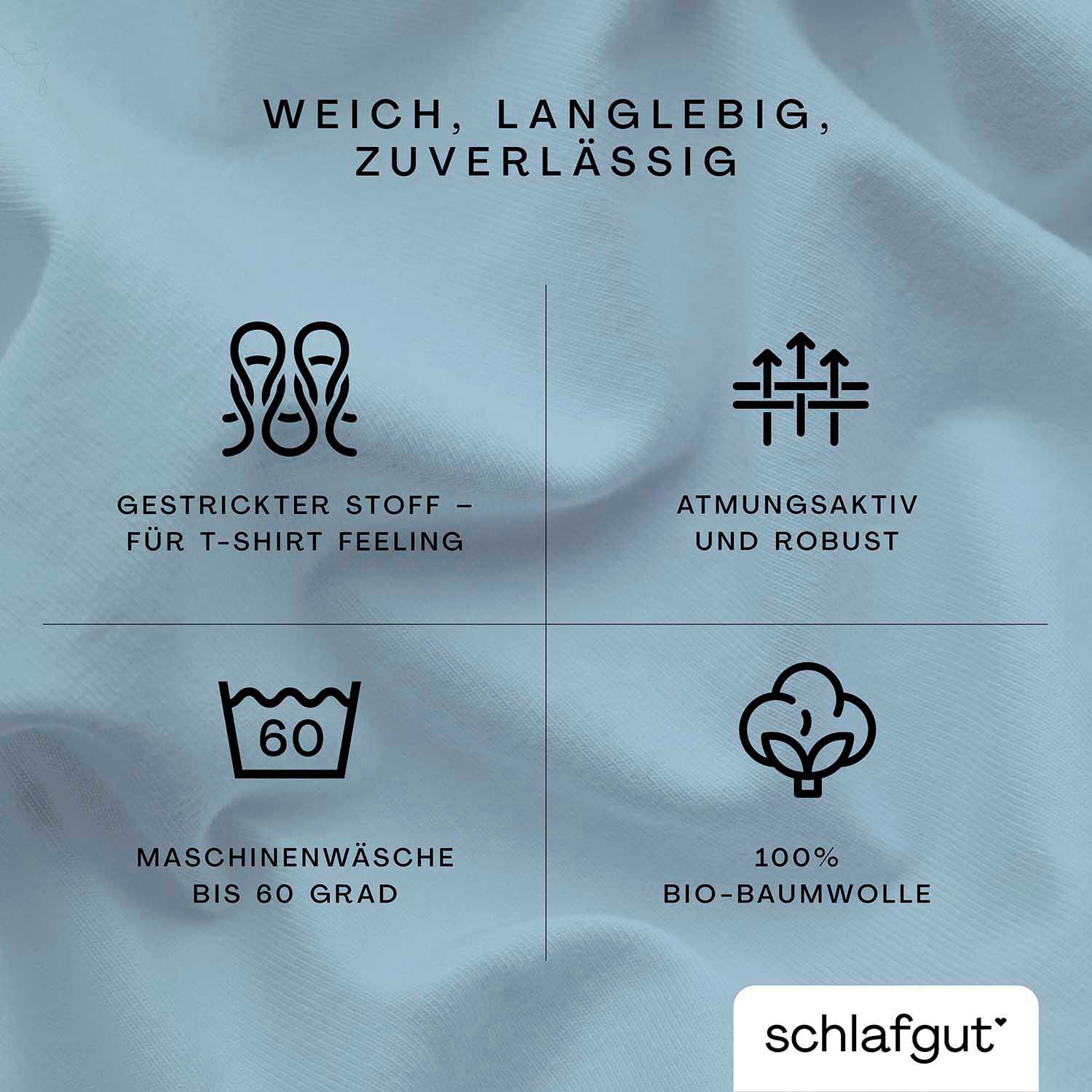 Schlafgut Spannbettlaken »CASUAL u.a. in Gr. 90x200, 140x200 oder 180x200 cm, 100% Bio-Baumwolle«, Bettlaken für Matratzen bis 25 cm Höhe, zuverlässig, langlebig, weich