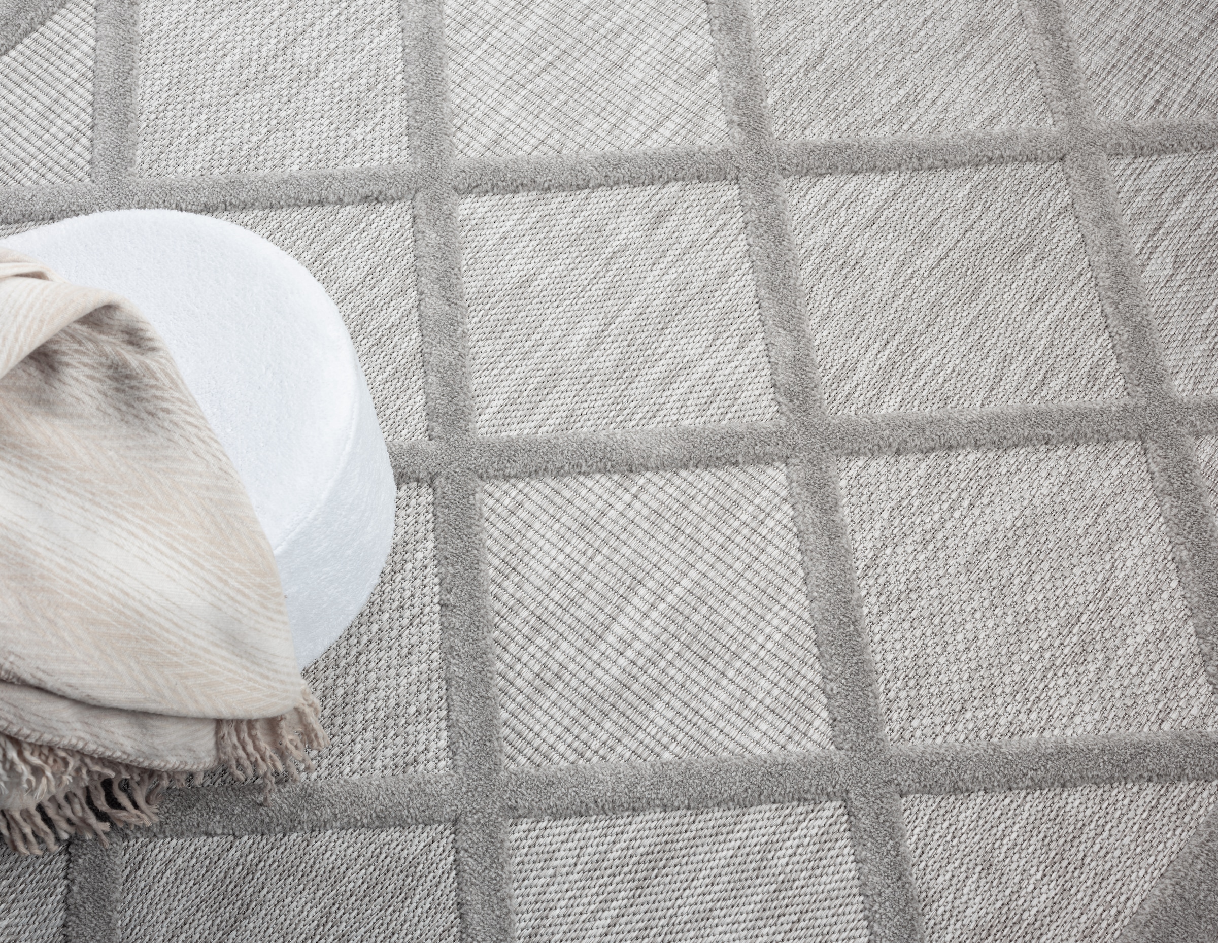Myflair Möbel & Accessoires Teppich »Amara Lagerräumung«, rechteckig, 8 mm Höhe, Uni Farben, Hoch-Tief Effekt, Outdoor geeignet, Balkon, Terrasse