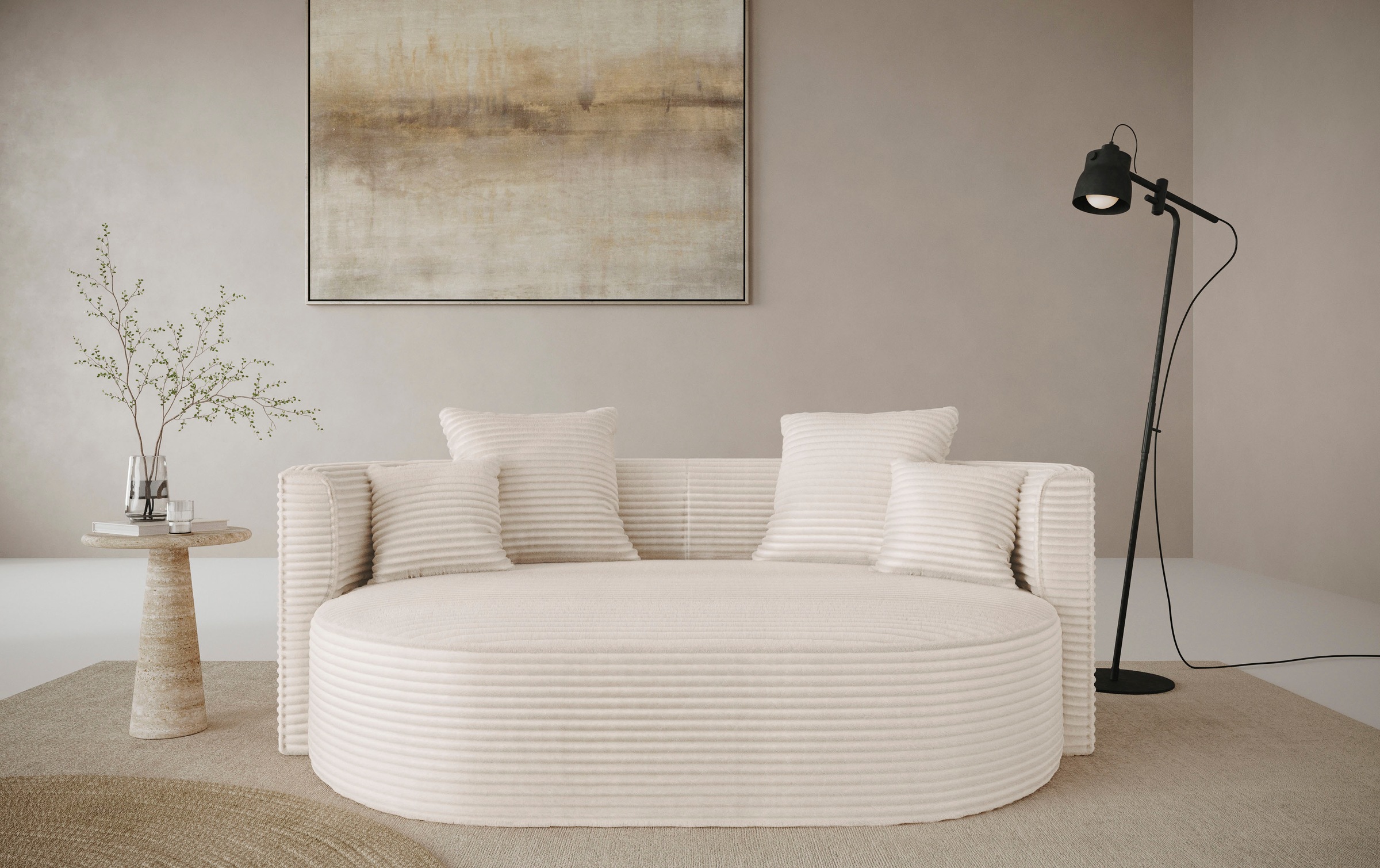 LeGer Home by Lena Gercke 2,5-Sitzer "ISALIE, rundes Loungesofa, mit Kissen günstig online kaufen
