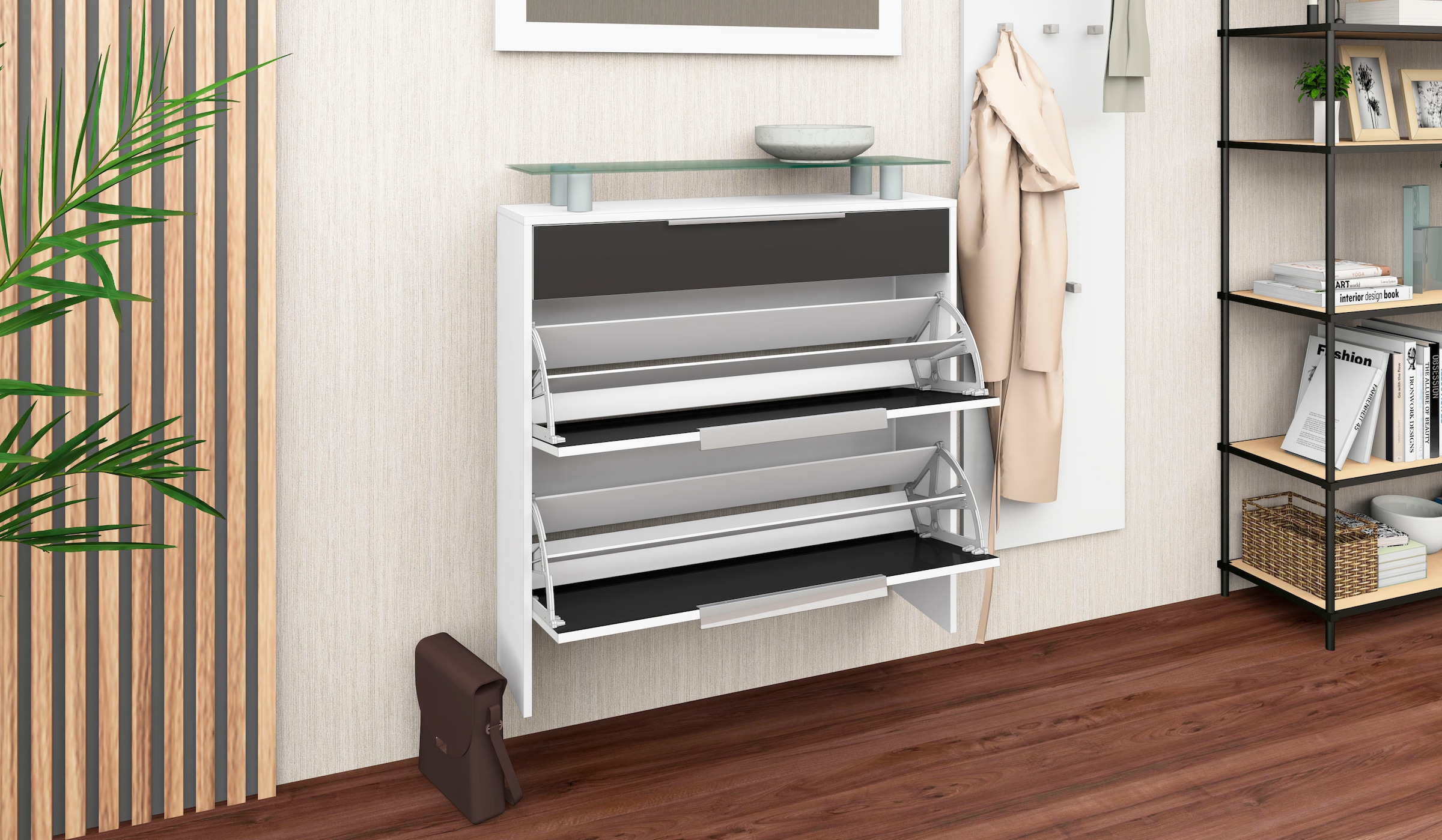 borchardt Möbel Schuhschrank »Oliva«, Breite 89 cm, hängend, mit 2 Doppeltrommel und 1 Schubkasten