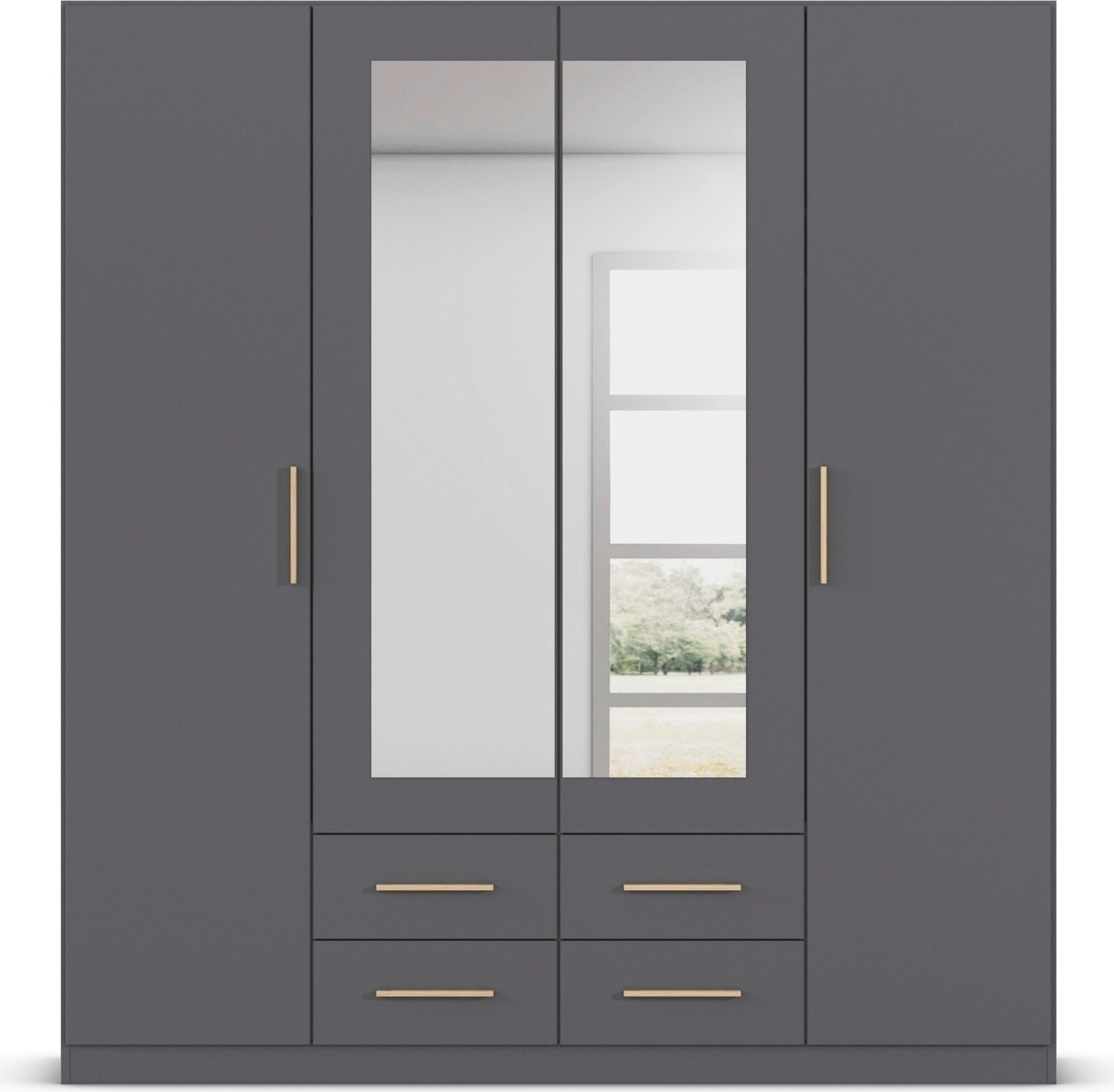 rauch Drehtürenschrank »Kleiderschrank Schrank Garderobe KREFELD optional mit Spiegel«, mit 3 Griff-Varianten, inkl. praktischen Schubladen MADE IN GERMANY