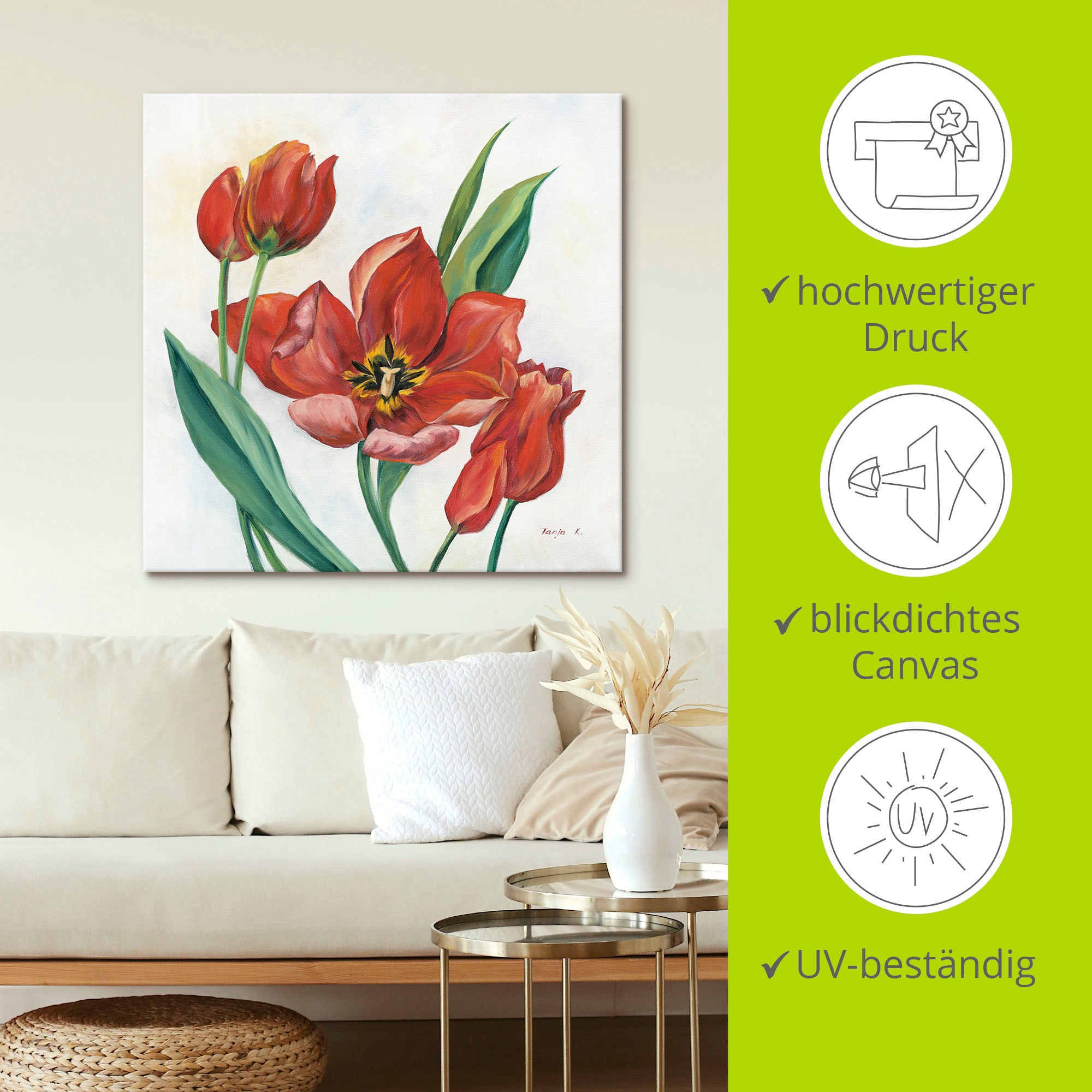 Artland Wandbild »Tulpen I«, Blumenbilder, (1 St.), als Leinwandbild, Poster in verschied. Größen