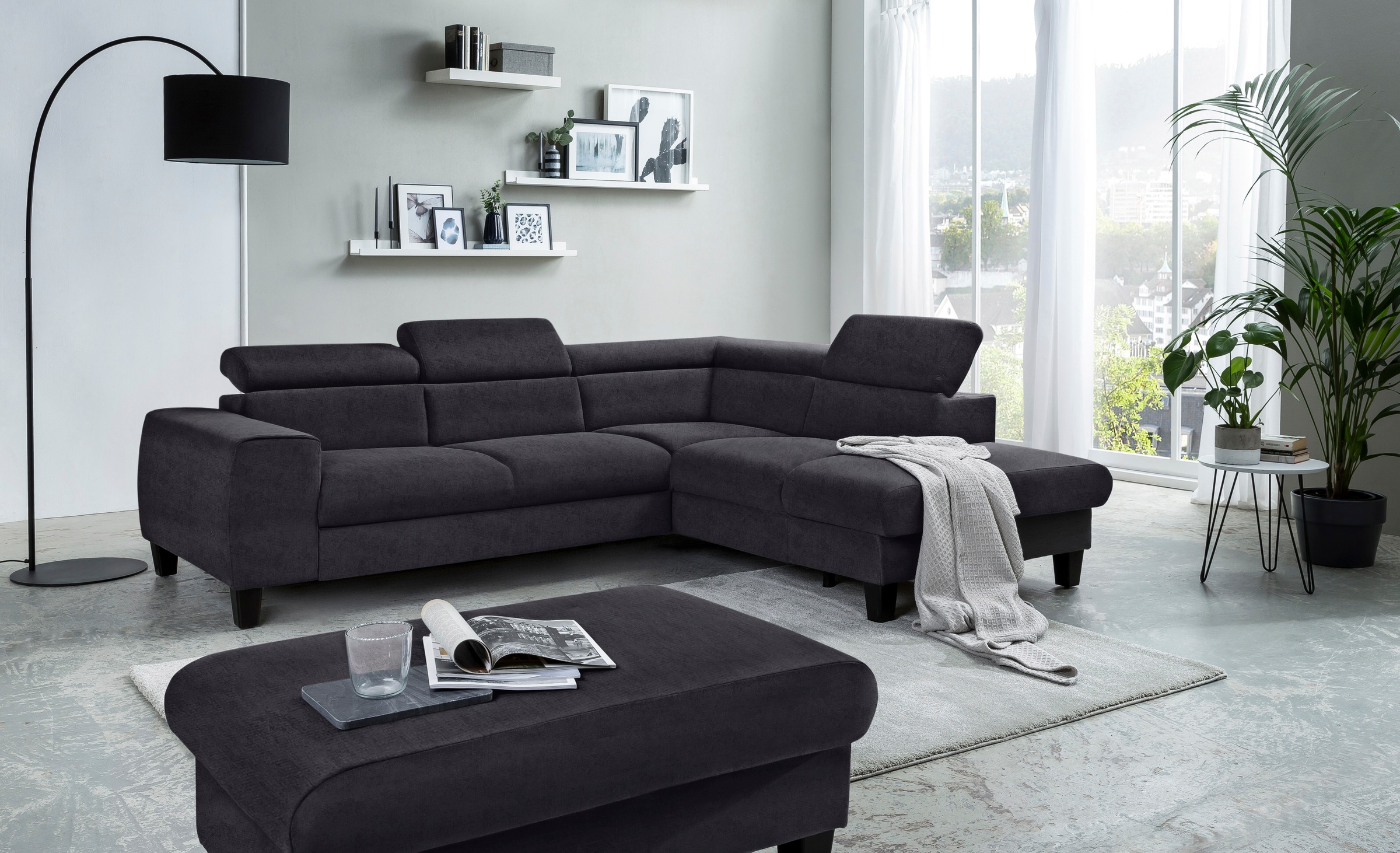 COTTA Ecksofa »Morven L-Form« wahlweise mit Bettfunktion, Bettkasten & Wireless-Charger