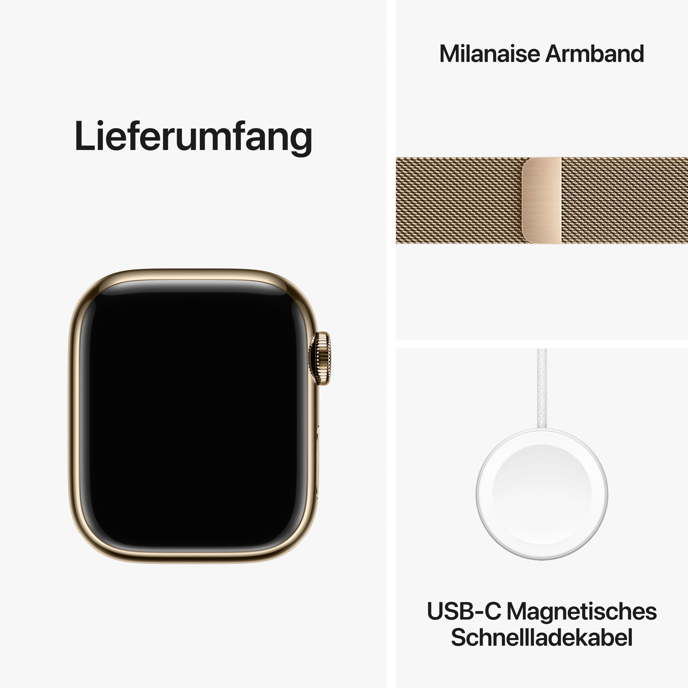 Apple Smartwatch »Watch Series 9 GPS + Cellular 41mm Edelstahl One-Size«, (Watch OS 10 Milanese Loop)