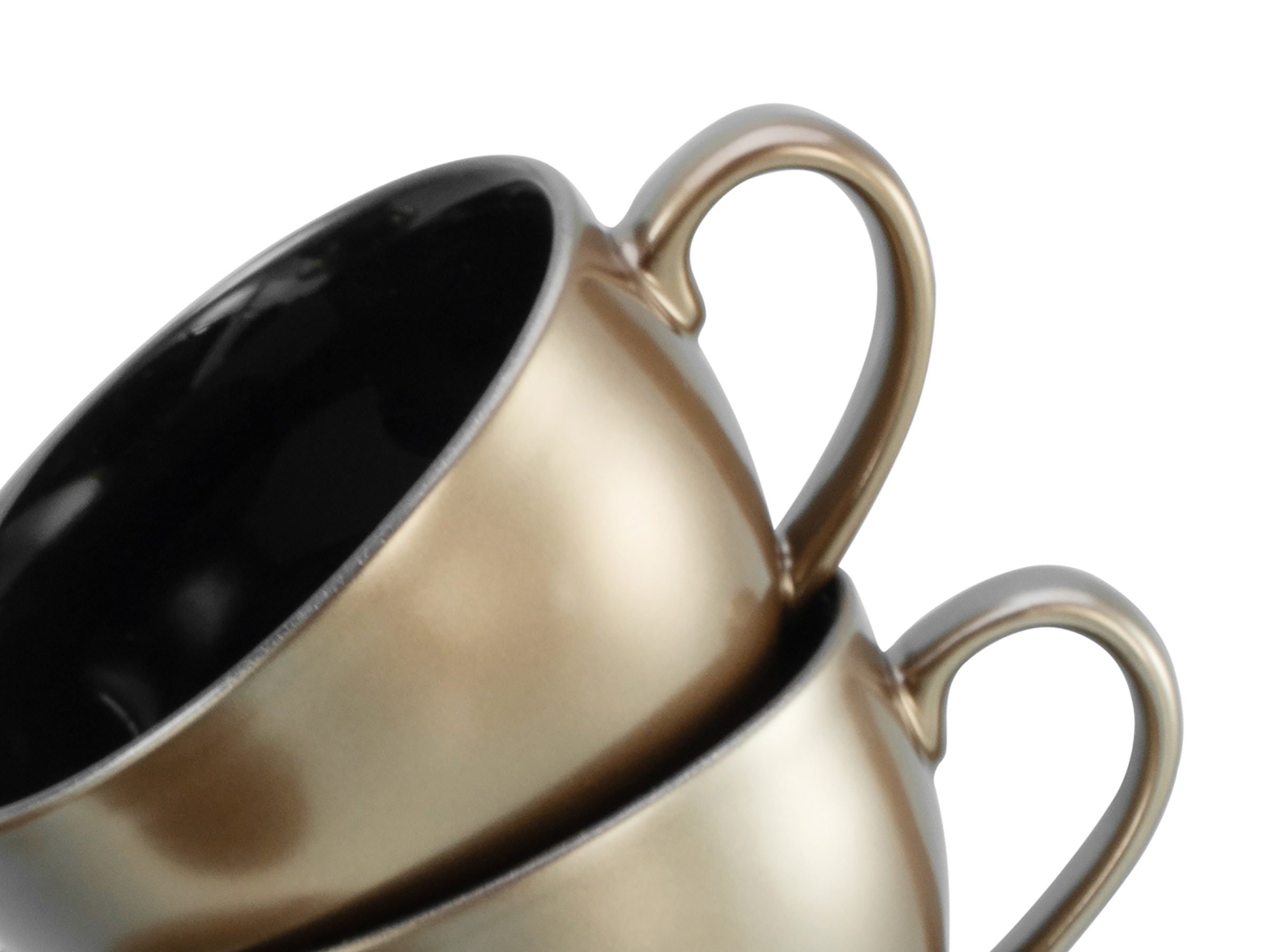 CreaTable Cappuccinotasse »Golden Days Schwarz, Cappuccinoset, 12-tlg.«, (Set, 12 tlg.), Goldfarbene Spezialglasur
