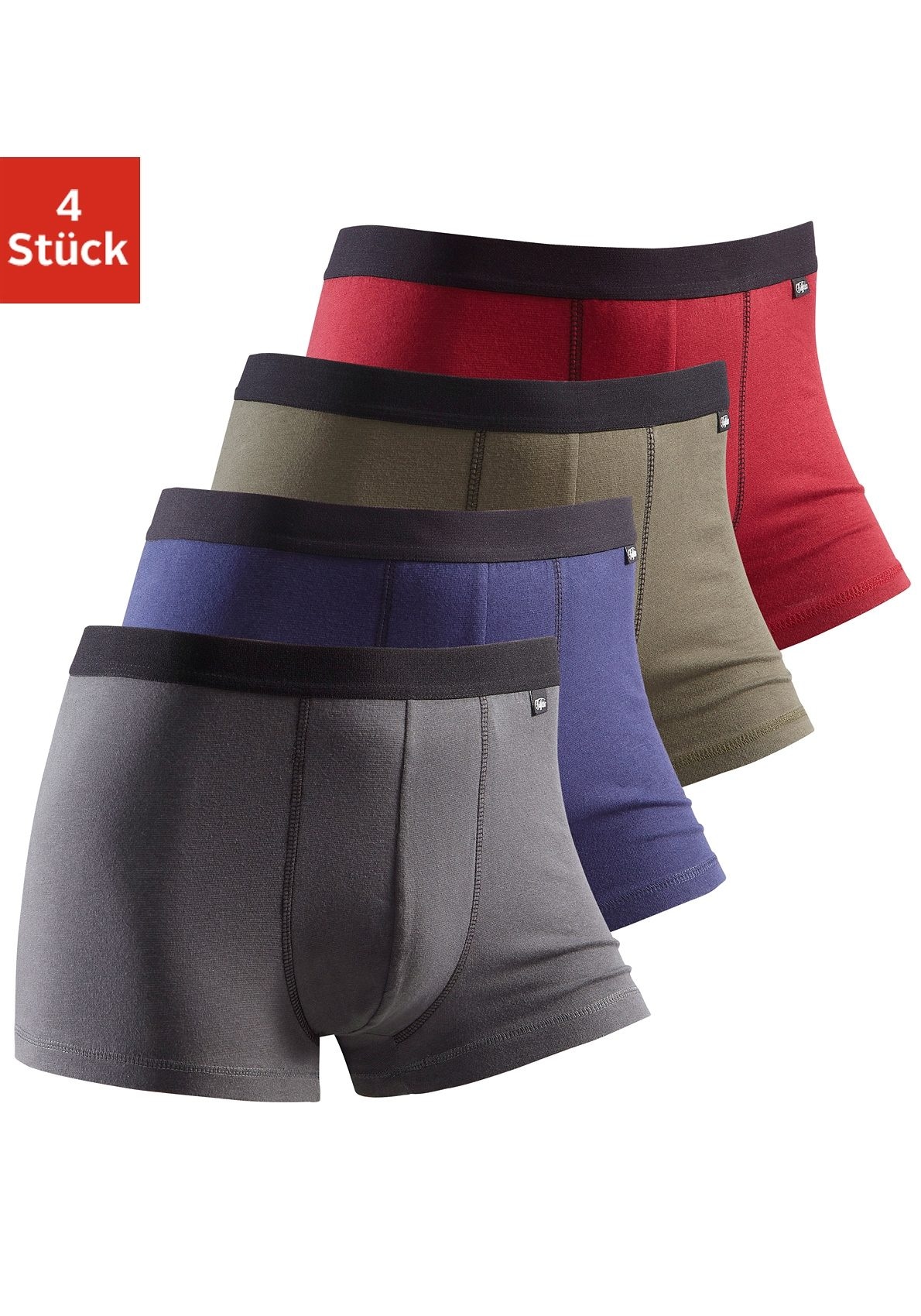 Buffalo Boxer »Boxershorts für Herren«, (Packung, 4 St.), mit schwarzem Webbund