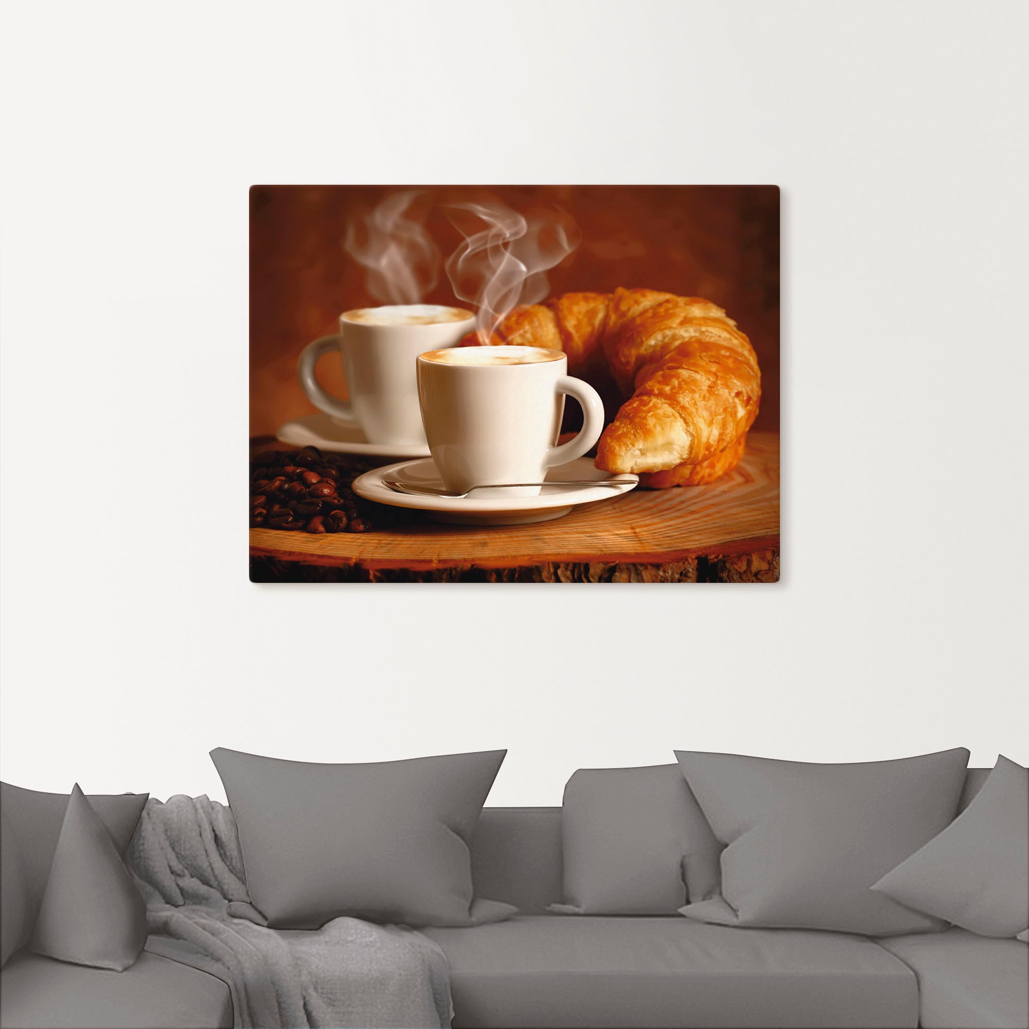 Artland Wandbild »Dampfender Cappuccino und Croissant«, Getränke, (1 St.), günstig online kaufen