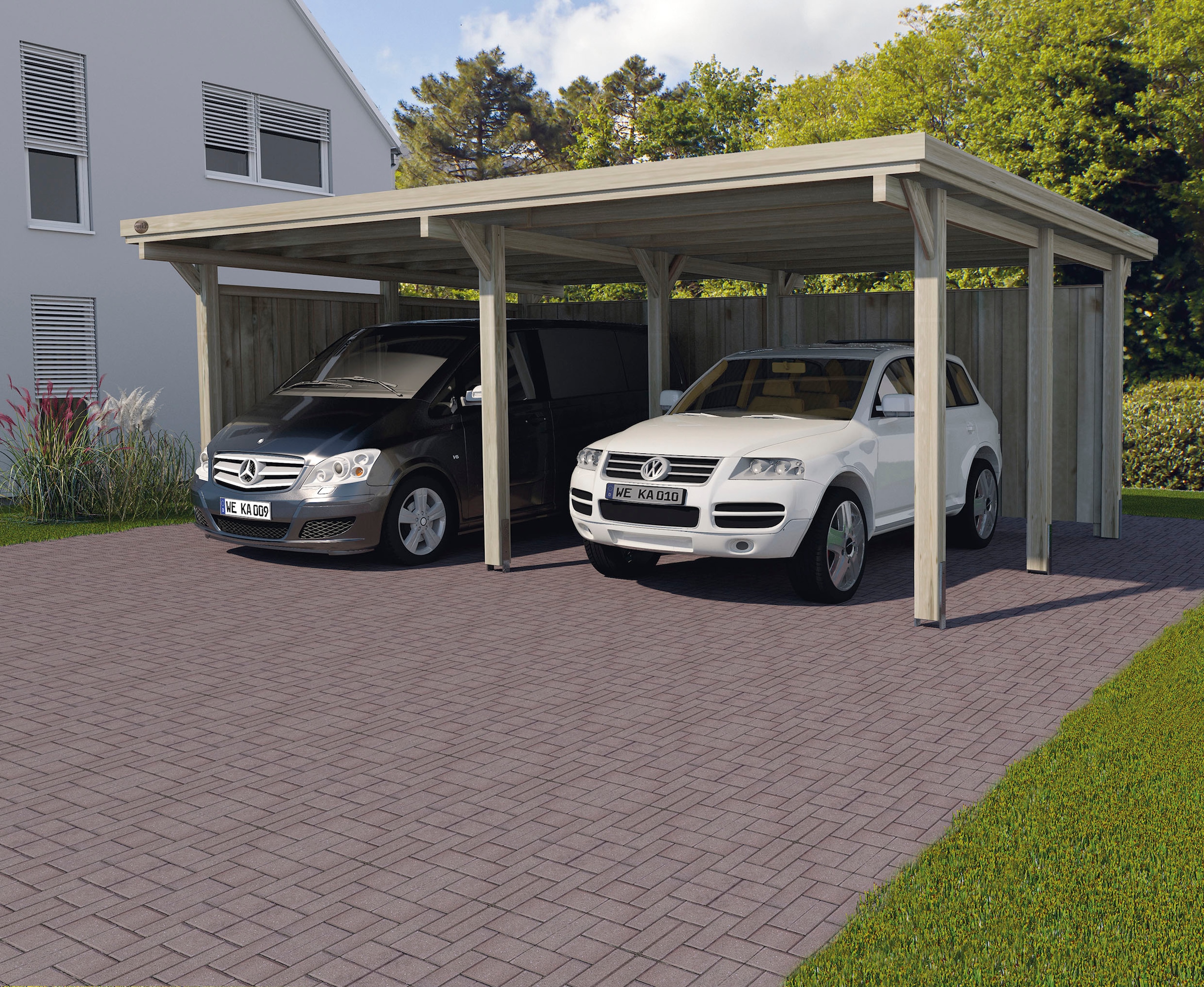weka Doppelcarport »618 Gr.1«, Holz, 270 cm, braun, ohne Dacheindeckung