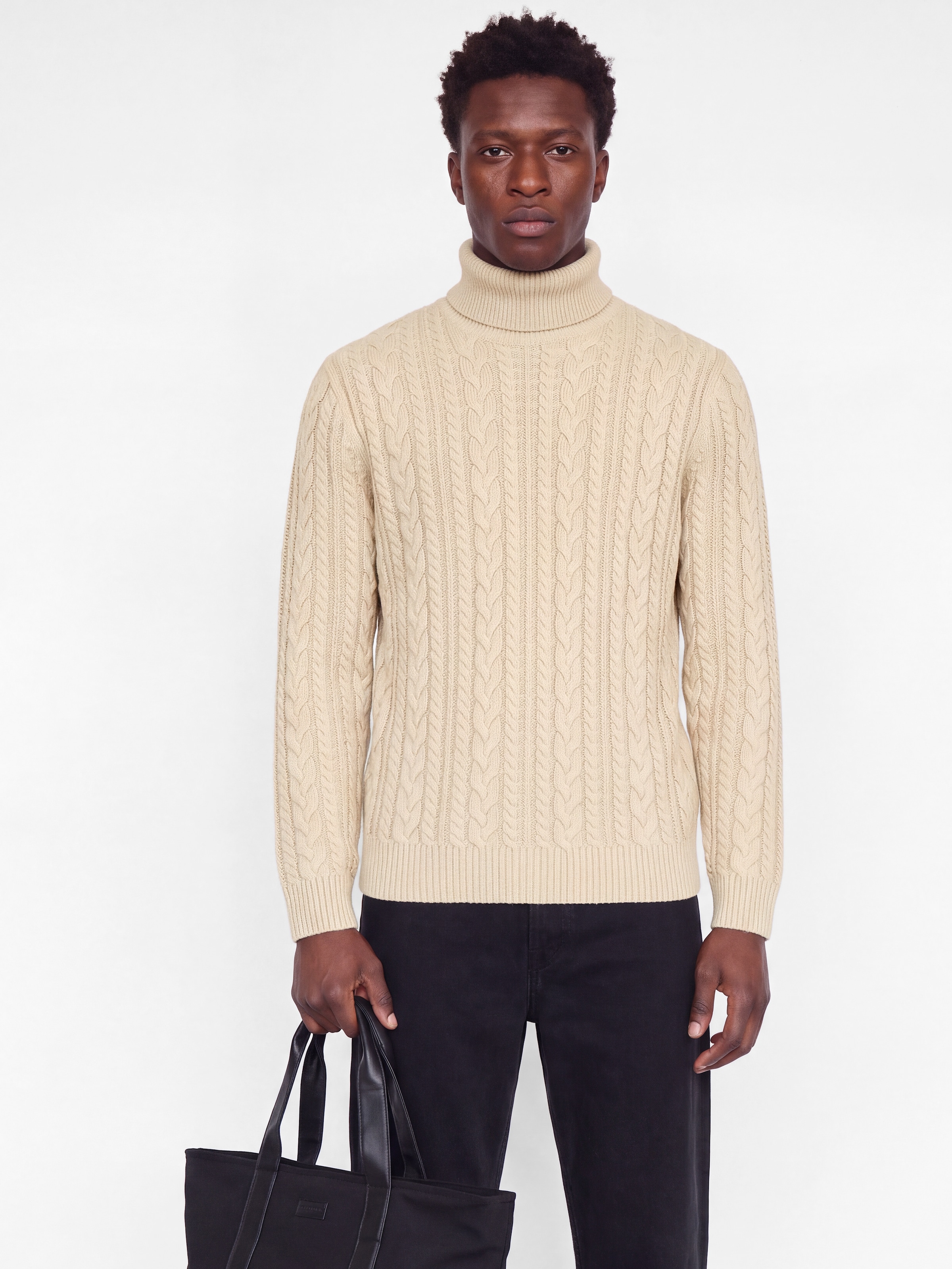 Jack & Jones Rollkragenpullover »JPRBLUCALLUM CABLE KNIT ROLL NECK« Materialmix, regular fit