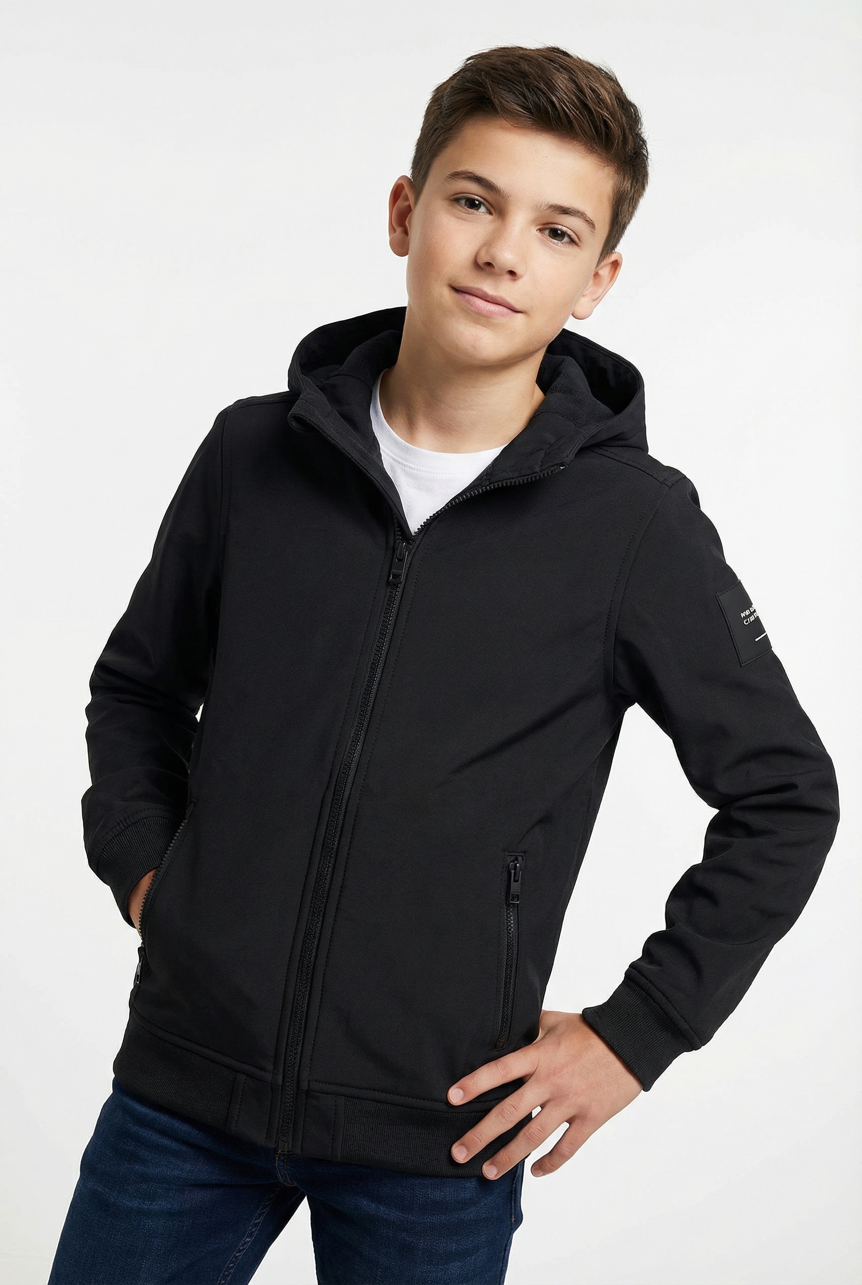 Jack & Jones Junior Softshelljacke »JJEBASIC ideal für Übergang, wasserabweisend« mit Kapuze unifarben, casual, regular fit, Kapuze