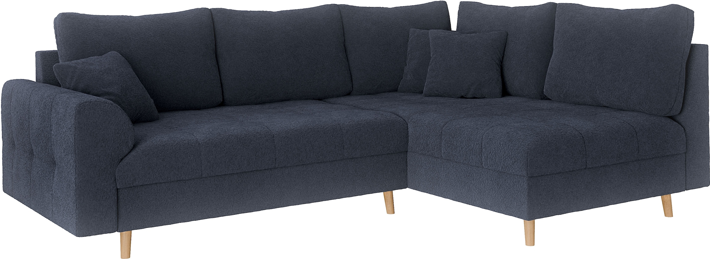 Home affaire Ecksofa »CHARRE L-Form mit Ottomane, Maße B/T/H: 231/161/81 cm«, feine Steppung, lose Rücken- und Zierkissen, auch in Cord und Bouclé