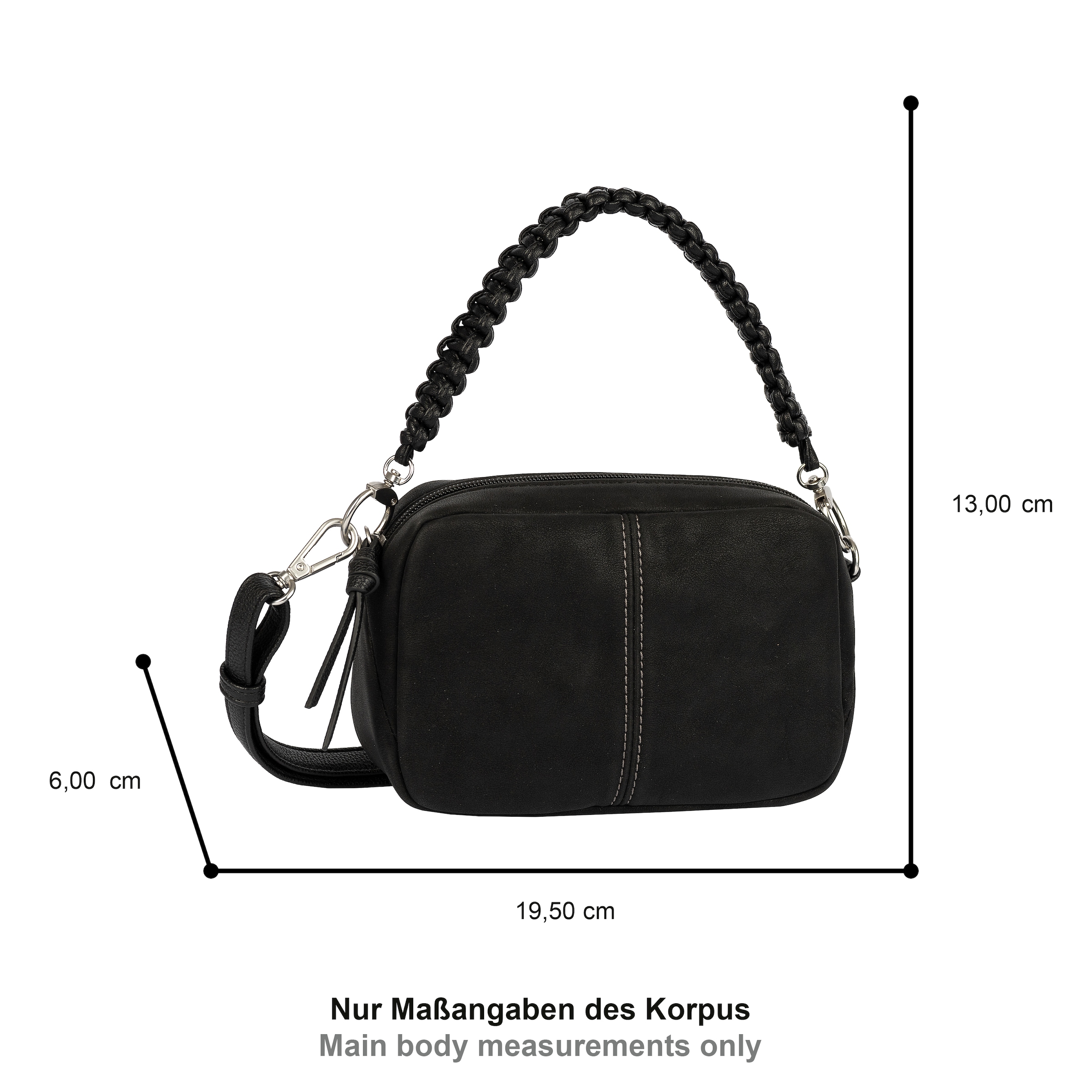 Gabor Handtasche »Belene« aus weichem Nubukimtiat mit geflochtenen Henkel & markante Ziernähte