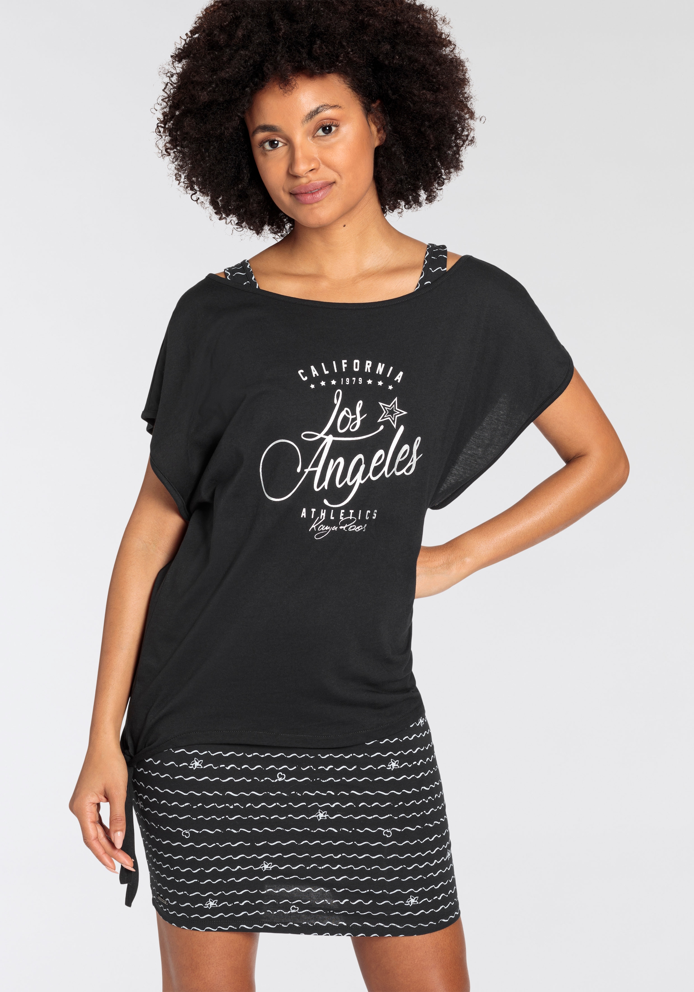KangaROOS Jerseykleid, (2 tlg.), bedrucktes Design, aus Baumwolle und Modal