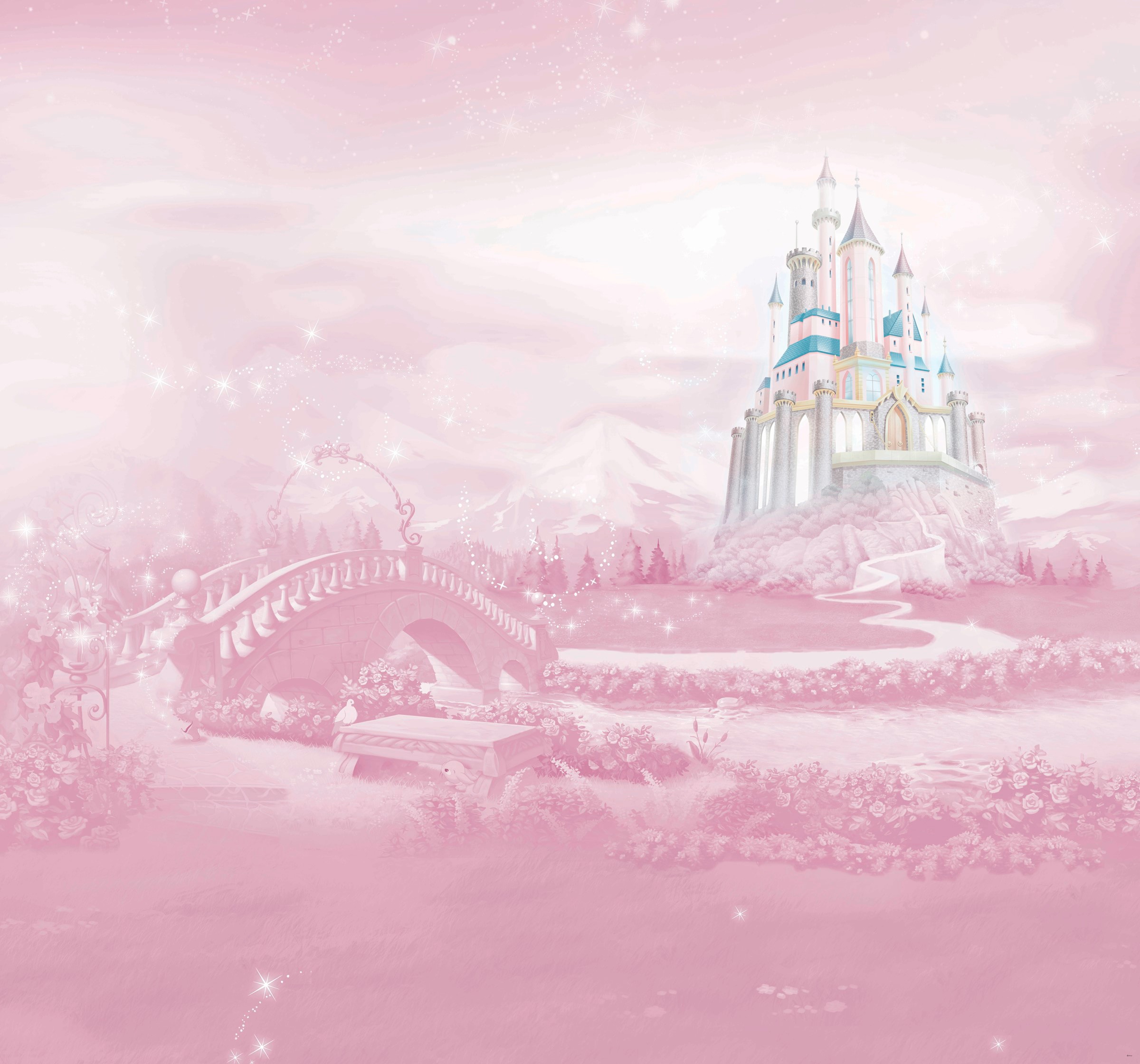 Disney Fototapete »Prinzessinnen Schloss«, Rosa - 300x280cm günstig online kaufen