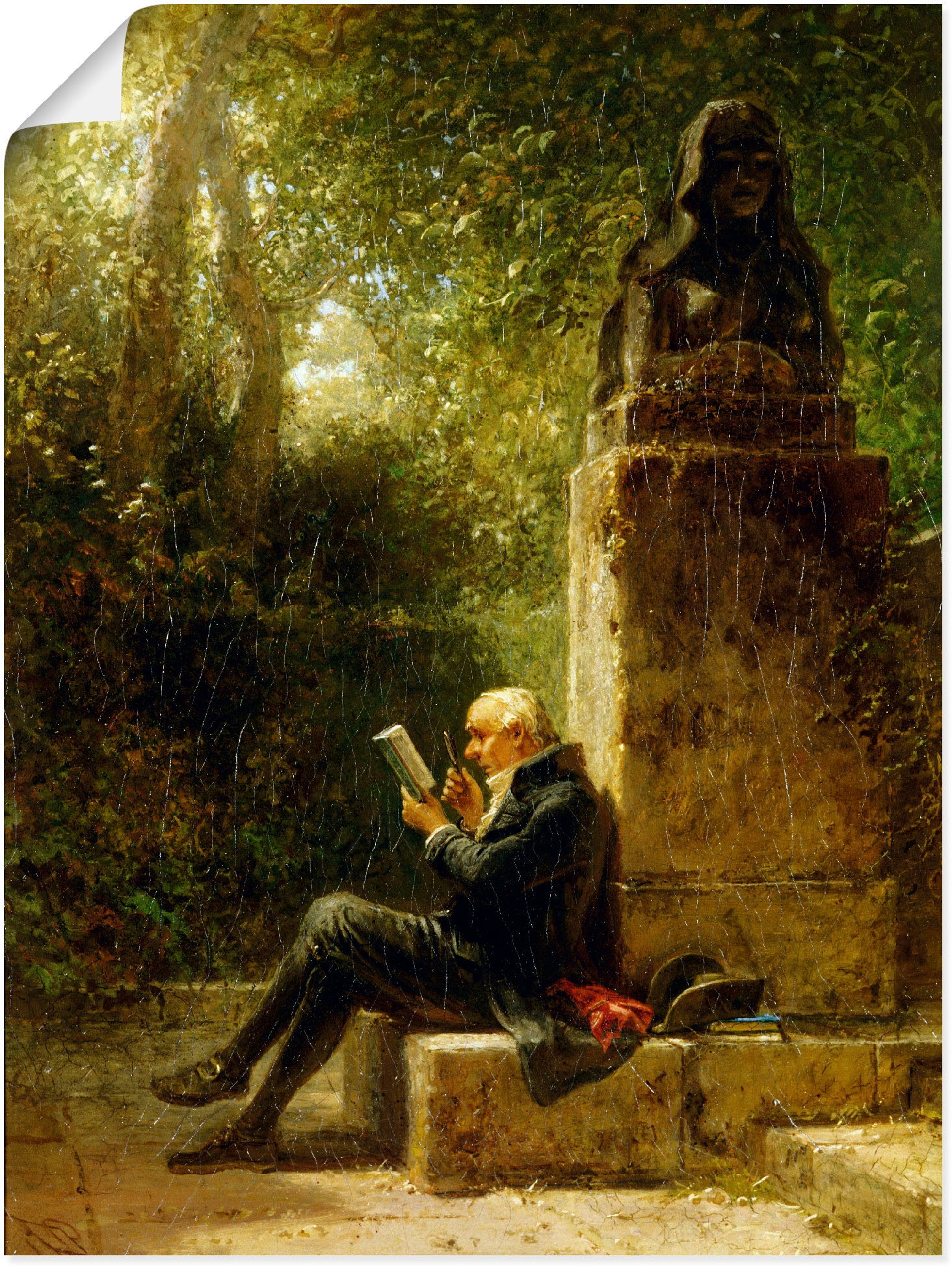 Artland Kunstdruck »Der Philosoph (Der Leser im Park)«, Mann, (1 St.), als Leinwandbild, Wandaufkleber oder Poster in versch. Größen