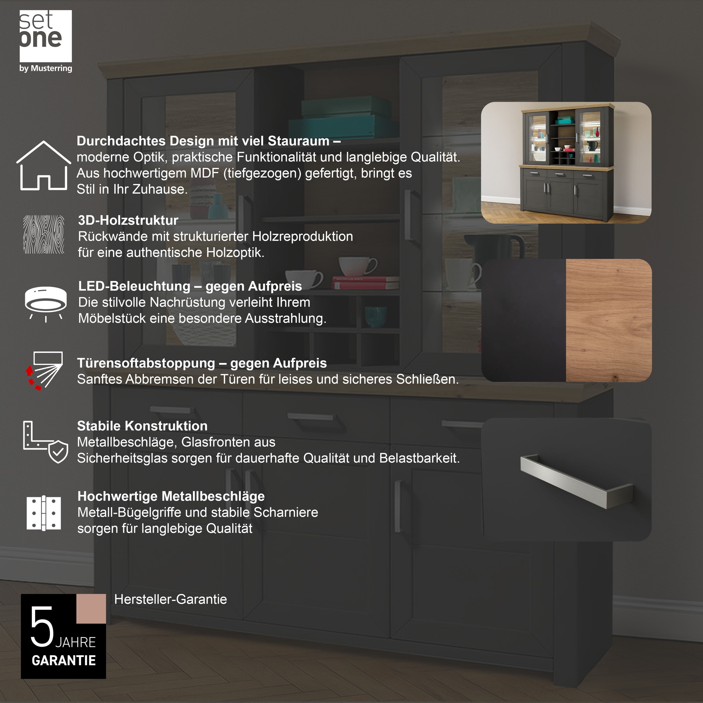 set one by Musterring Buffetschrank »york«, 2-teilig (Sideboard und Aufsatzschrank)