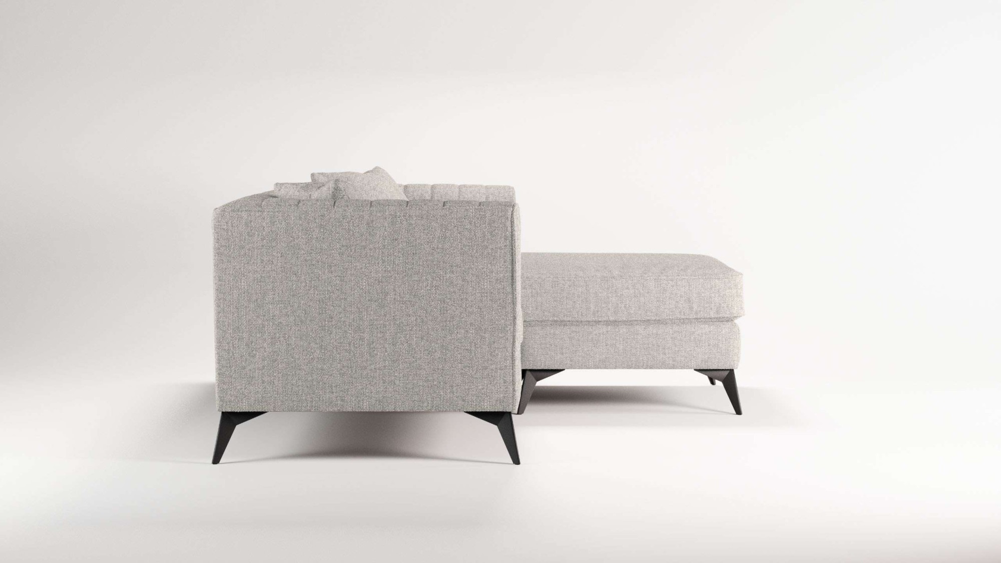 Places of Style Ecksofa »MATTHEW L-Form ideal für kleine Räume, Maße B/T/H: 201/162/74 cm«, elegantes Designsofa, feine Steppung im Rücken, incl. Zierkissen
