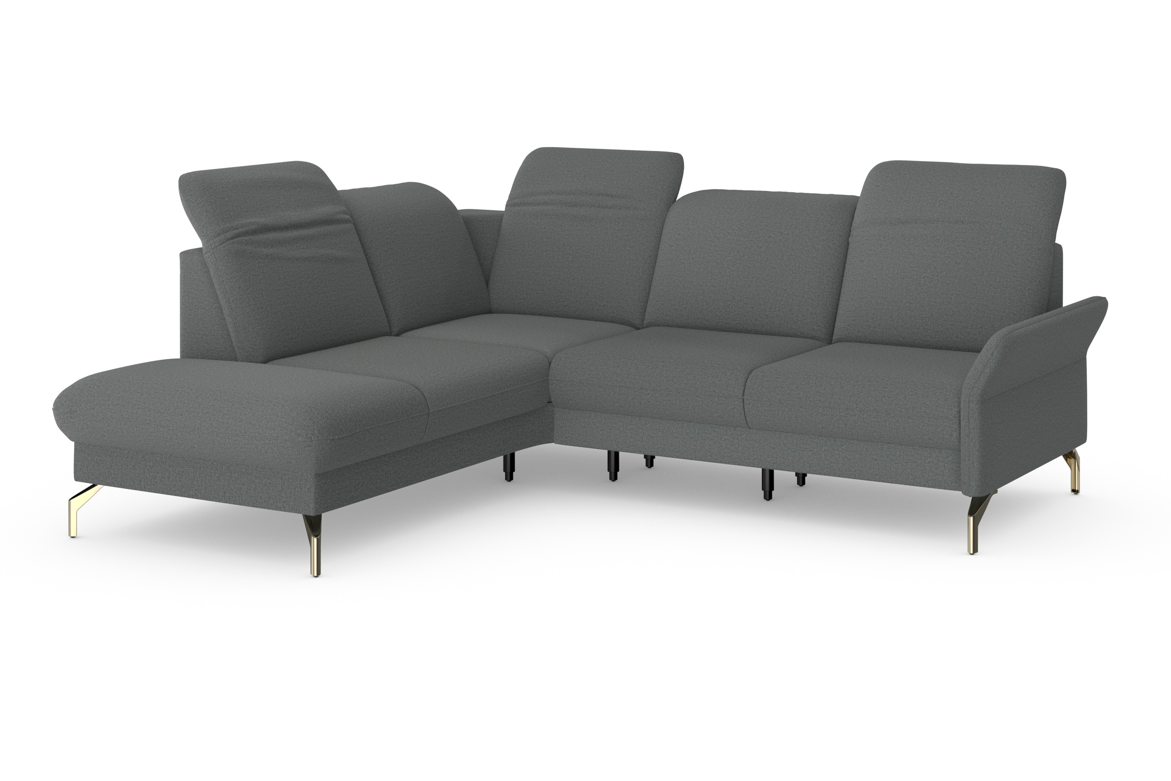 sit&more Ecksofa »Fashion L-Form«, wahlweise mit Kopfteilverstellung, Vorziehsitz, motorisch, Nickelfüße