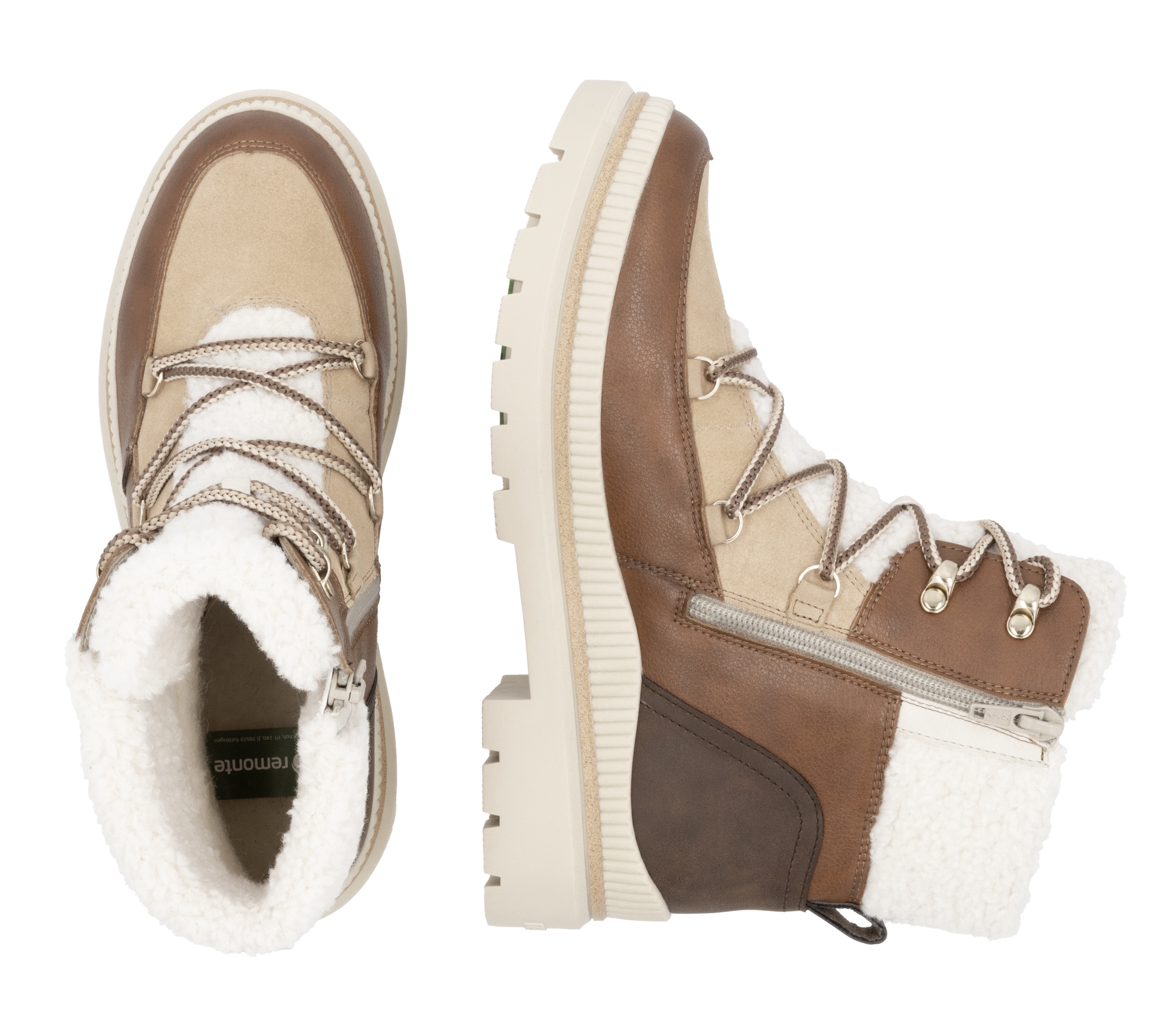 Remonte Winterboots, Blockabsatz, Winterboots, Outdoorschuh mit Ösen und Kontrastbesätzen