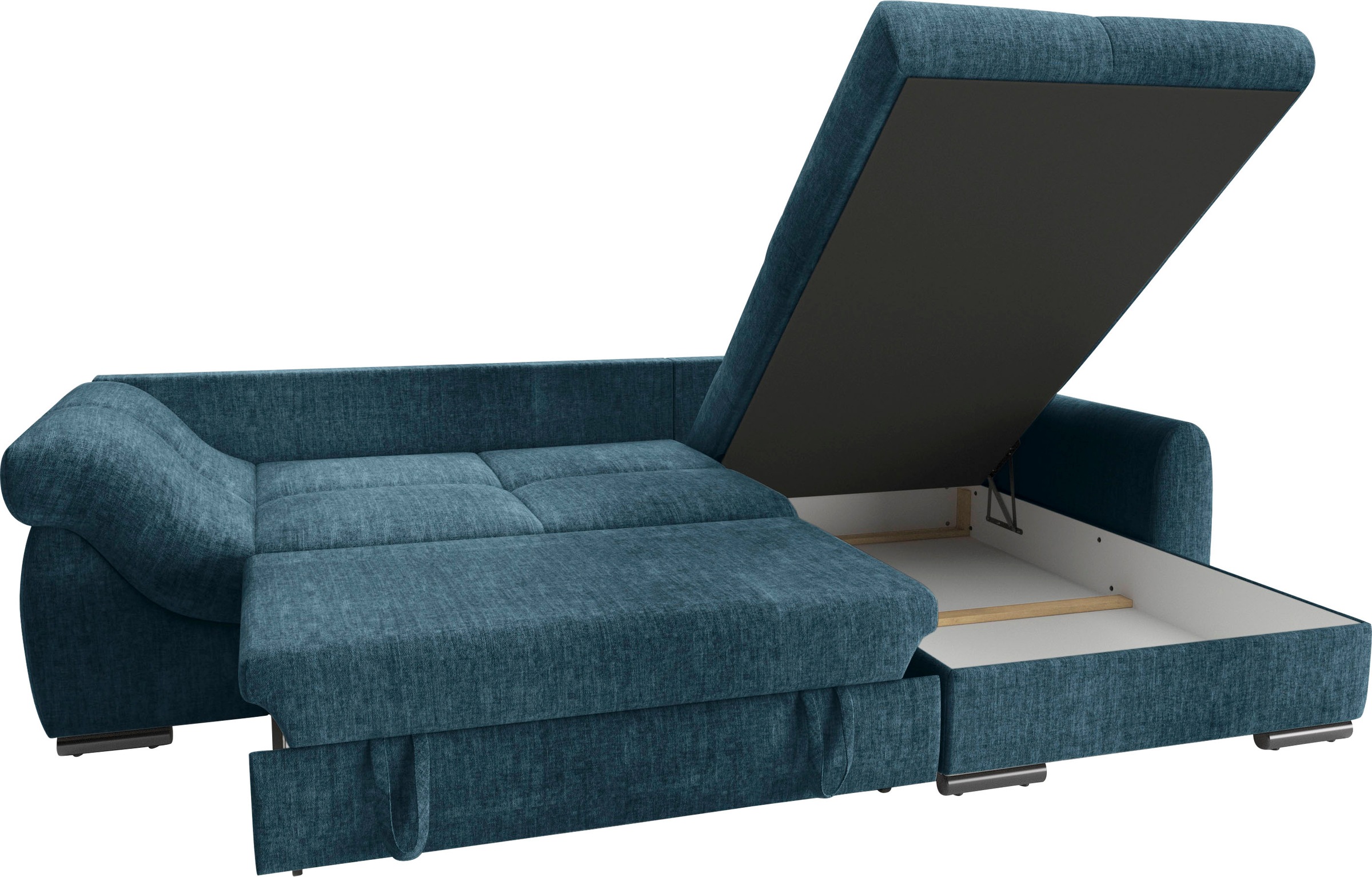 Mr. Couch Ecksofa »Livorno DuraFlex L-Form«, inkl. Hochschläfer-Bettauszug, XL-Bettkasten weiß beschichtet