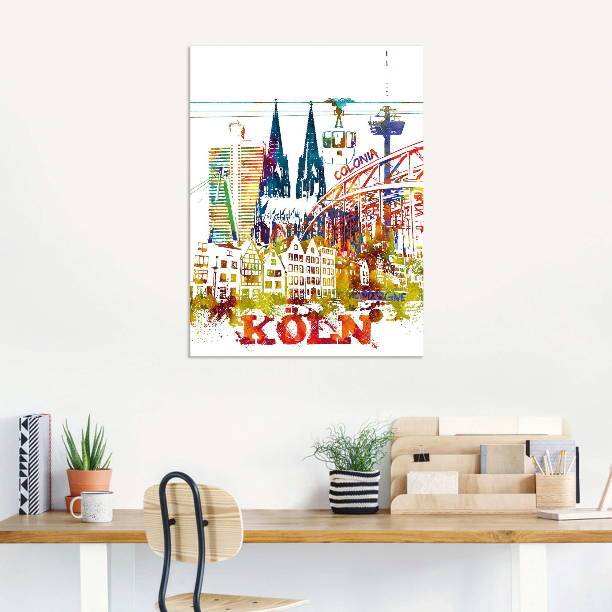 Artland Leinwandbild »Köln Dom Grafik«, Köln, (1 St.), auf Keilrahmen gespannt
