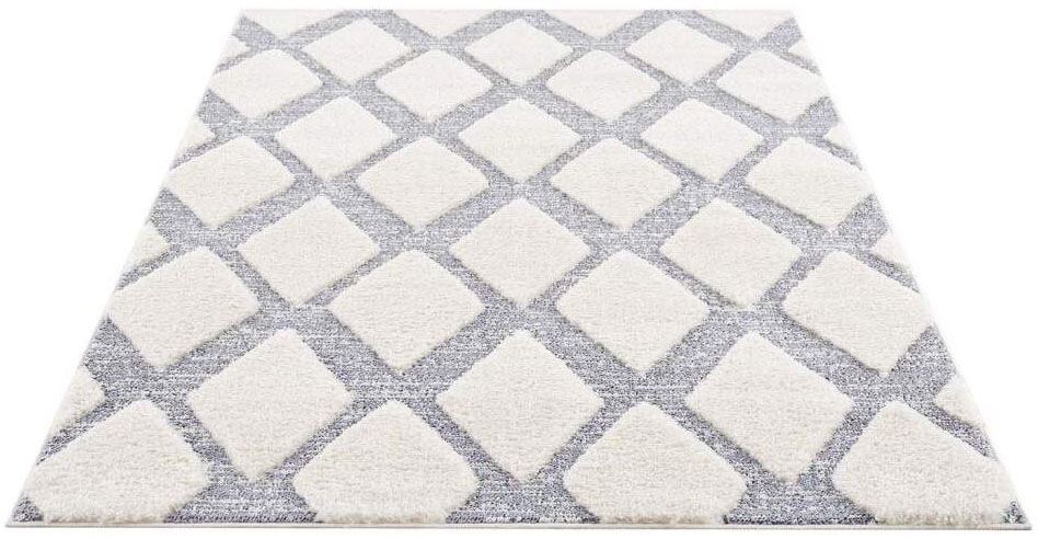 Carpet City Hochflor-Teppich »Focus 4497«, rechteckig, besonders weich, Rauten-Optik, 3D-Effekt