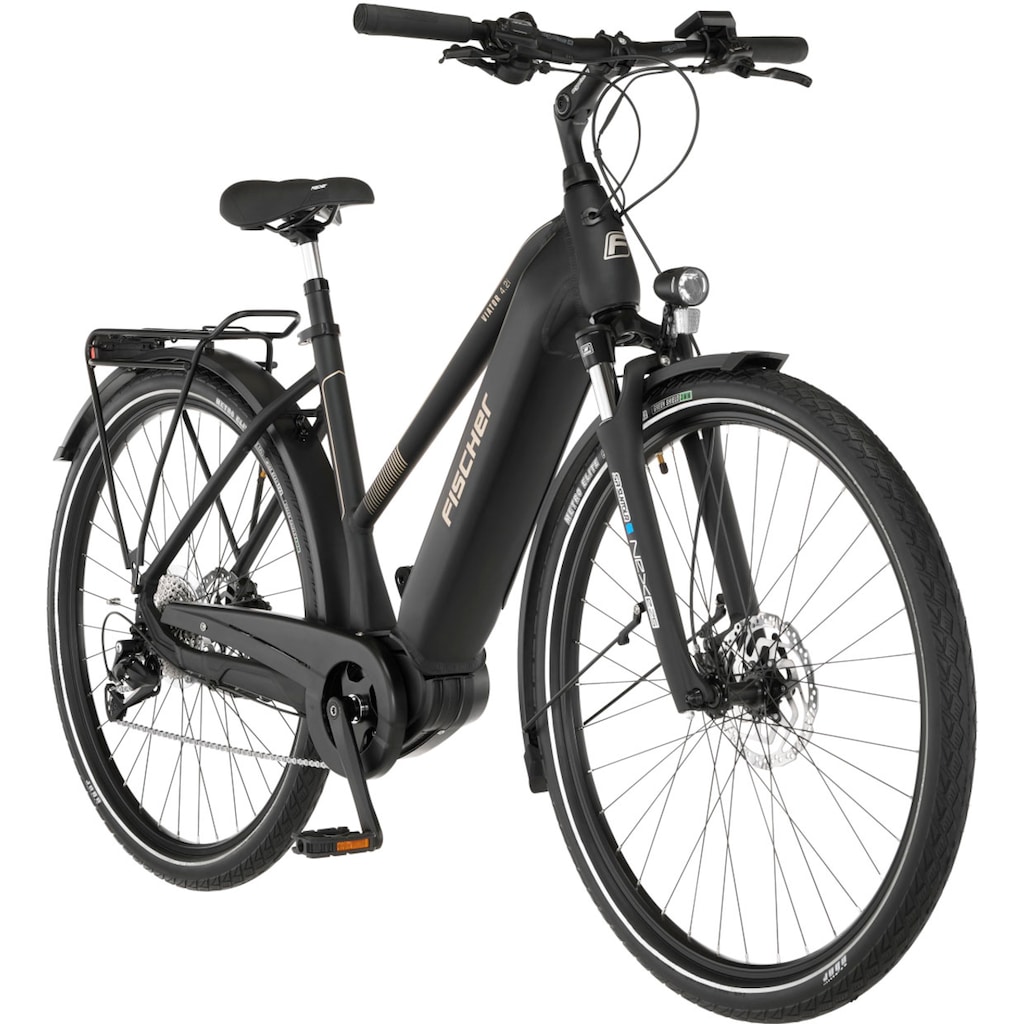 FISCHER Fahrrad E-Bike »VIATOR 4.2i 711«, 9 Gang, Shimano, Acera, Mittelmotor 250 W, (mit Faltschloss)