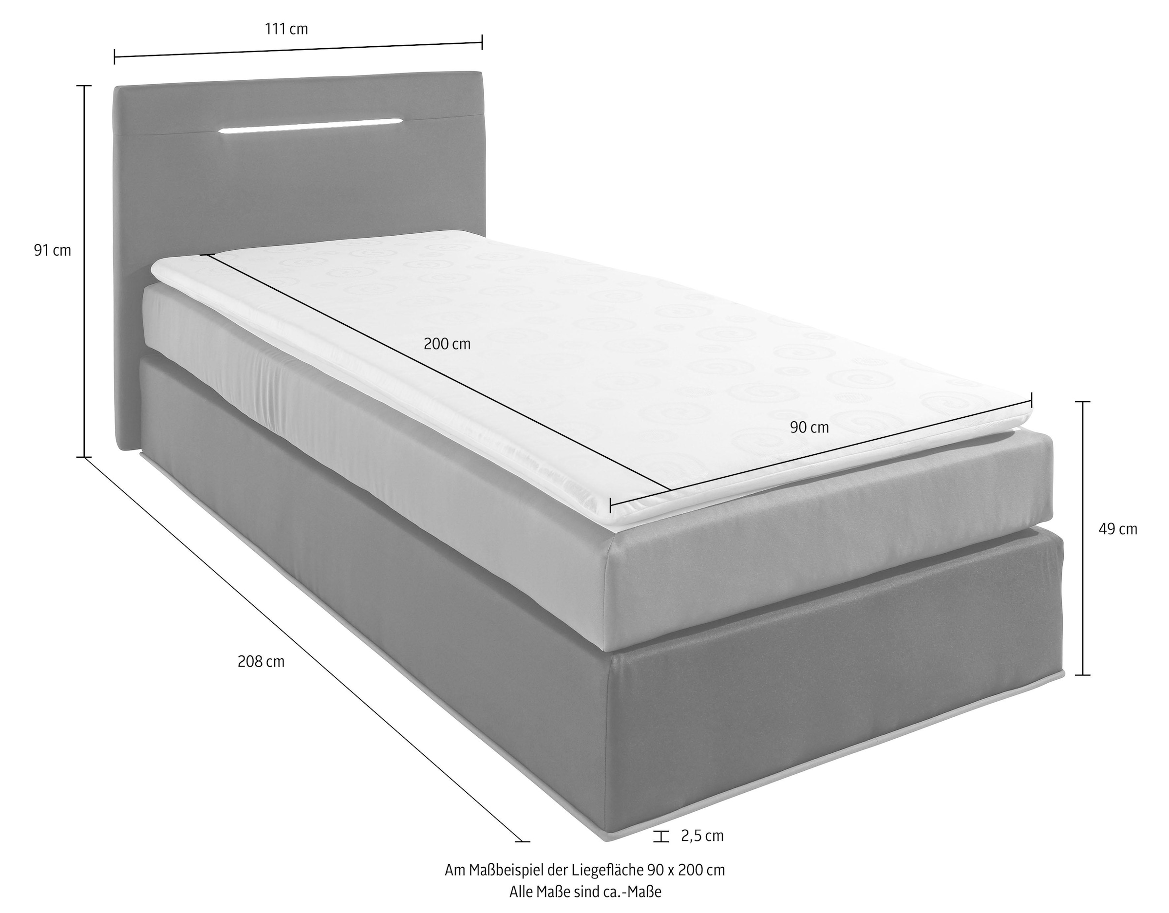 COLLECTION AB Boxspringbett, inkl. LED-Beleuchtung mit Farbwechsel und Topper