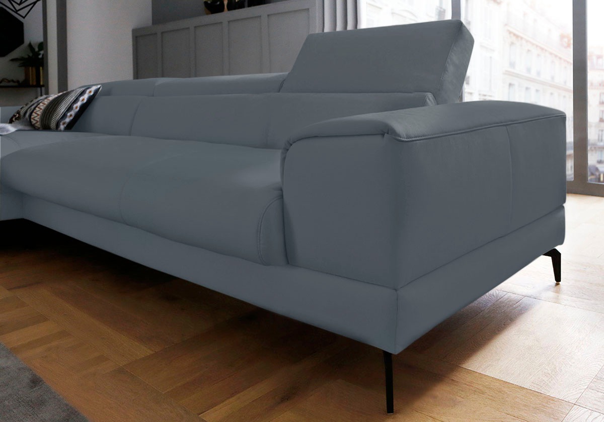 W.SCHILLIG Ecksofa »piedroo, Designsofa mit tollem Sitzkomfort, bequem, L-Form«, Kopfteilverstellung, wahlweise mit Sitztiefenverstellung, Breite 343cm