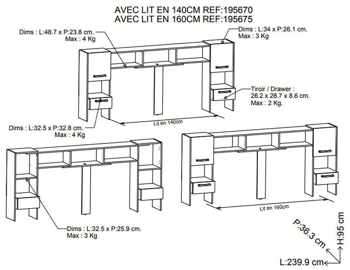 Demeyere GROUP Bettschubkasten »Meubles Watson«, Schubladenfronten Bettschubkastenelement