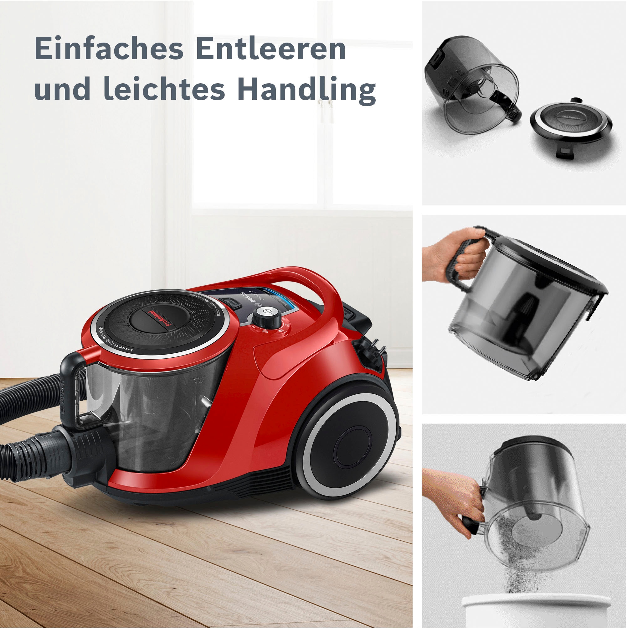 BOSCH Bodenstaubsauger »Serie 6 ProAnimal BGC41PET, ideal für Tierhaare, Hygiene-Filter«, 750 W, beutellos, 10 Jahre Motorgarantie, für Parkett/Teppich/Fliesen, Turbo-Düse, rot